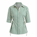 Stripe Tie Up Shirt Top-Cotton