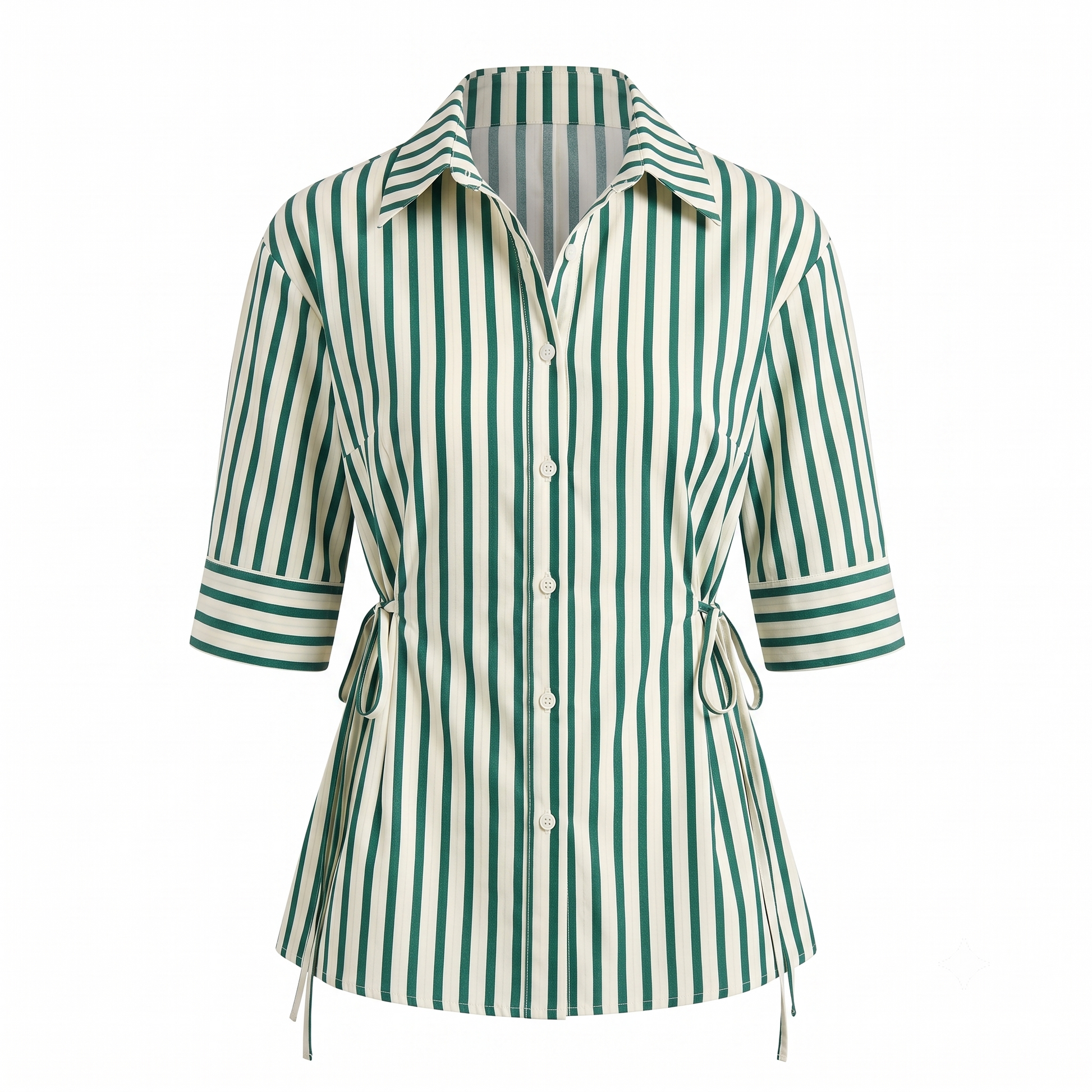 Stripe Tie Up Shirt Top-Cotton