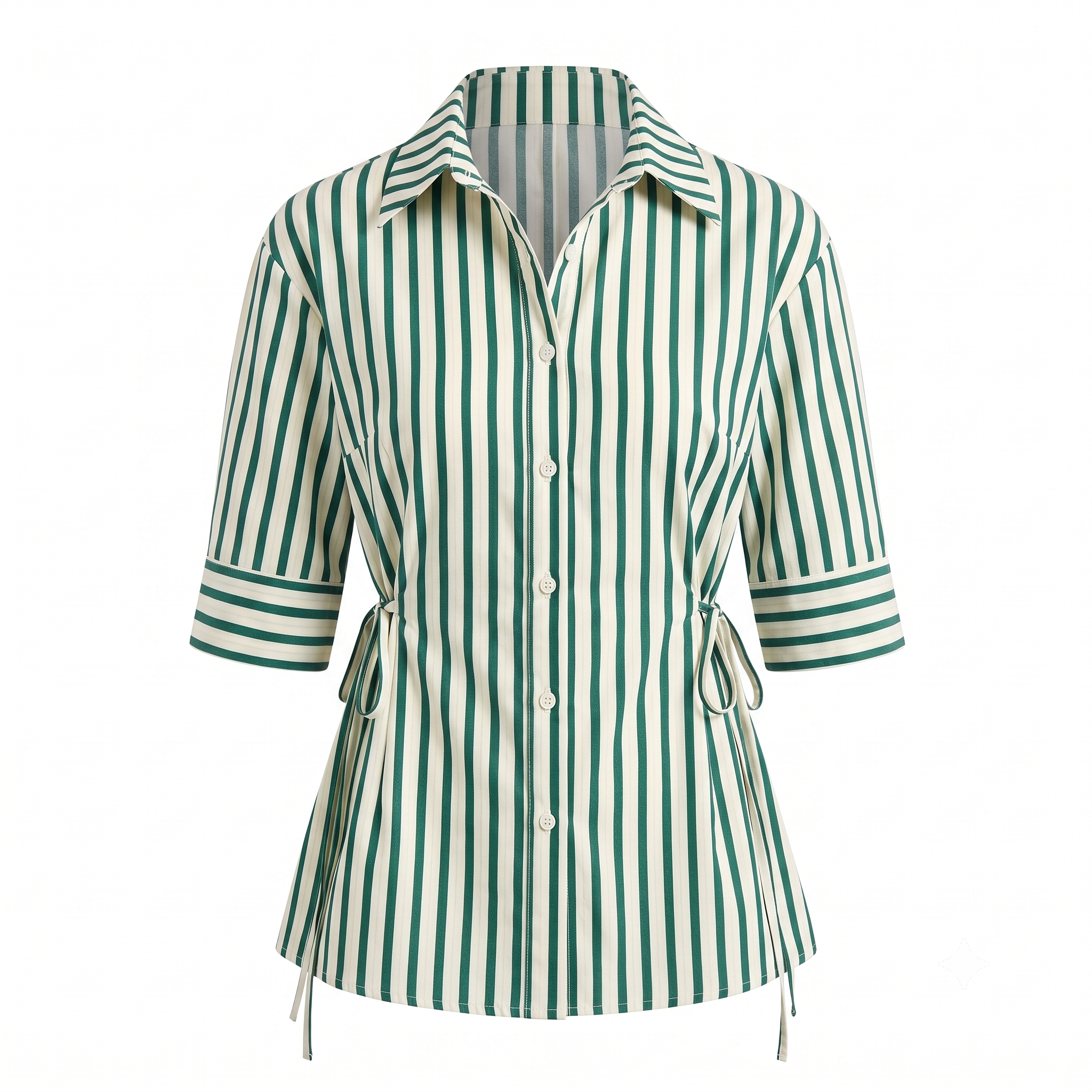 Stripe Tie Up Shirt Top-Cotton