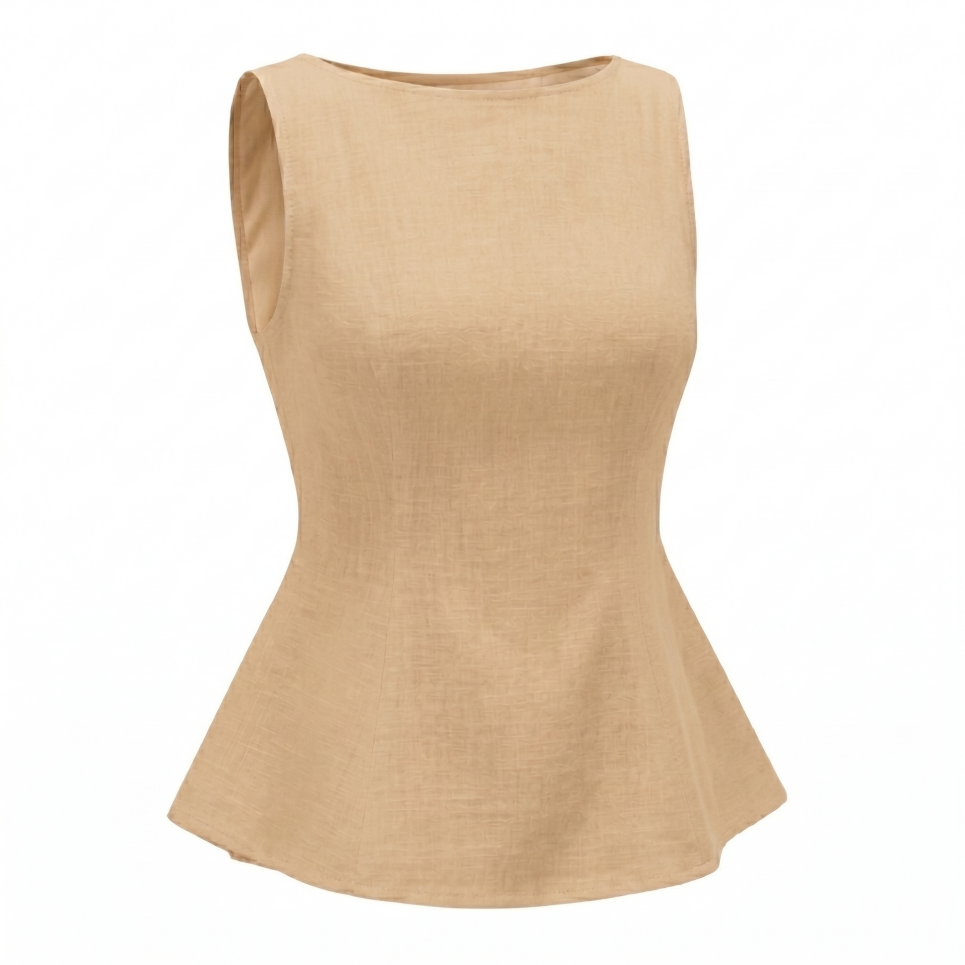 Women’s Sleeveless Bow Back Peplum Top-Cotton