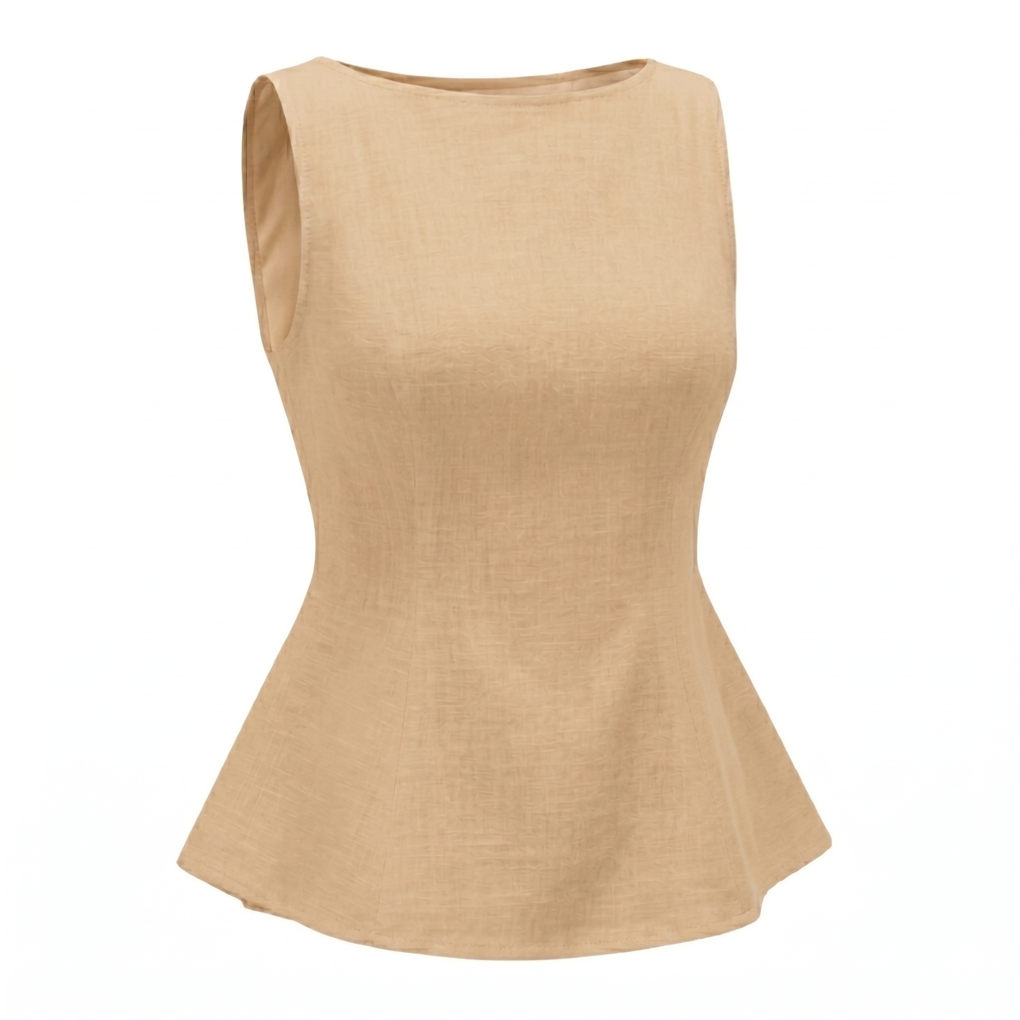Women’s Sleeveless Bow Back Peplum Top-Cotton