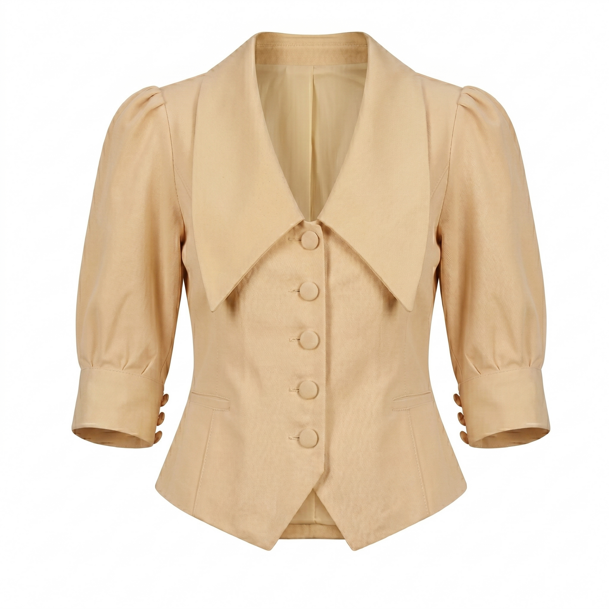 Women’s Puff Sleeve Collar Top-Cotton