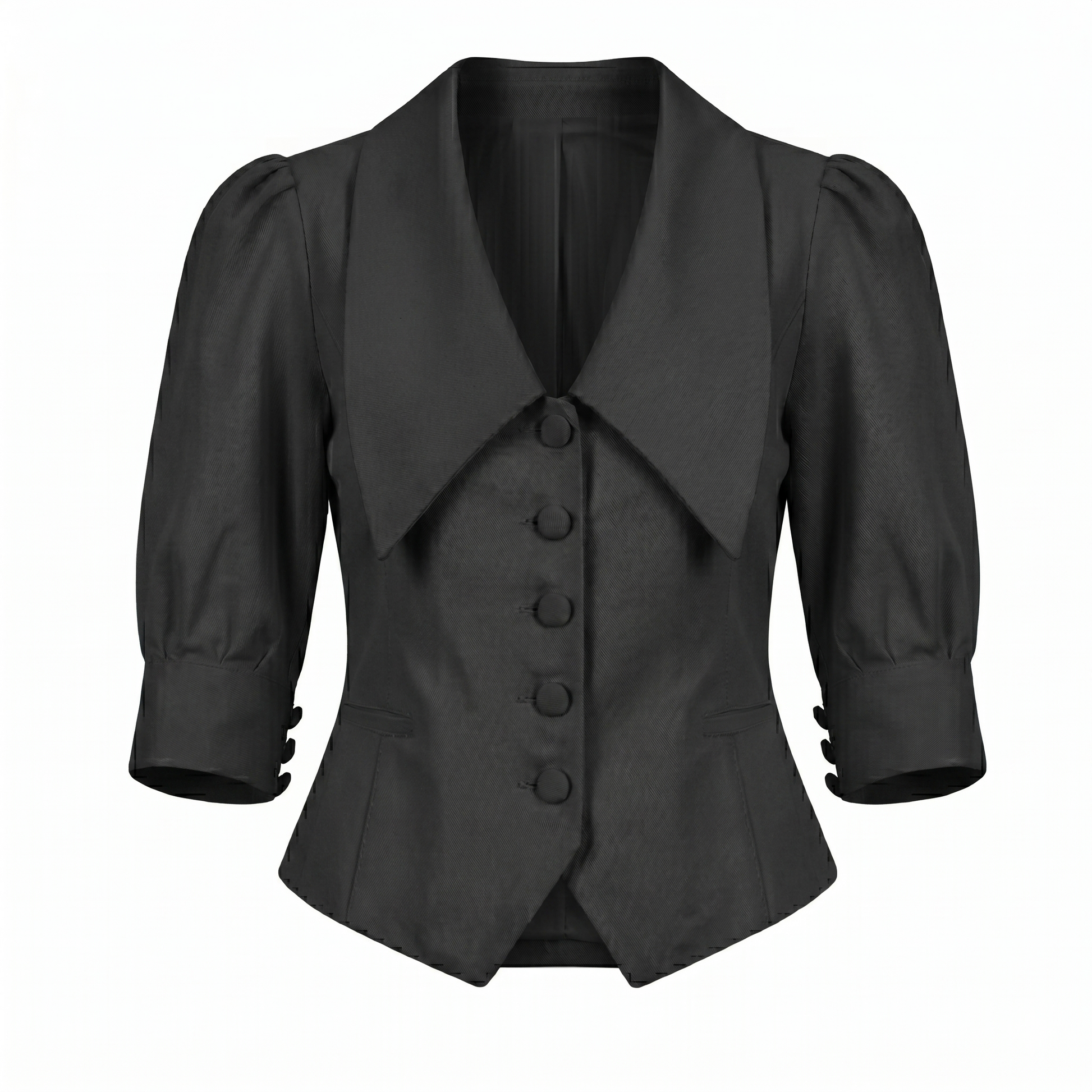 Women’s Puff Sleeve Collar Top-Cotton