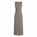 Brown Checks Tie Back Dress-Cotton
