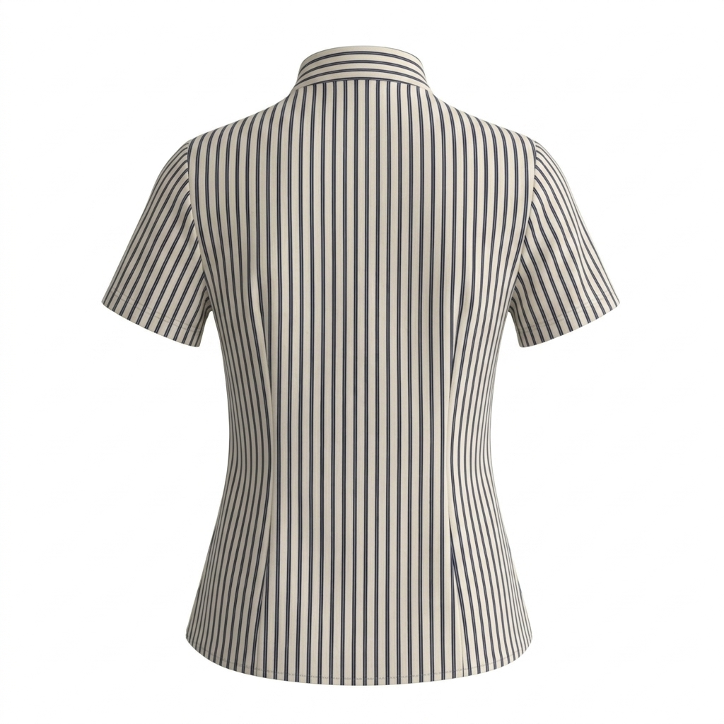 Beige Stripe Tie Neck Top