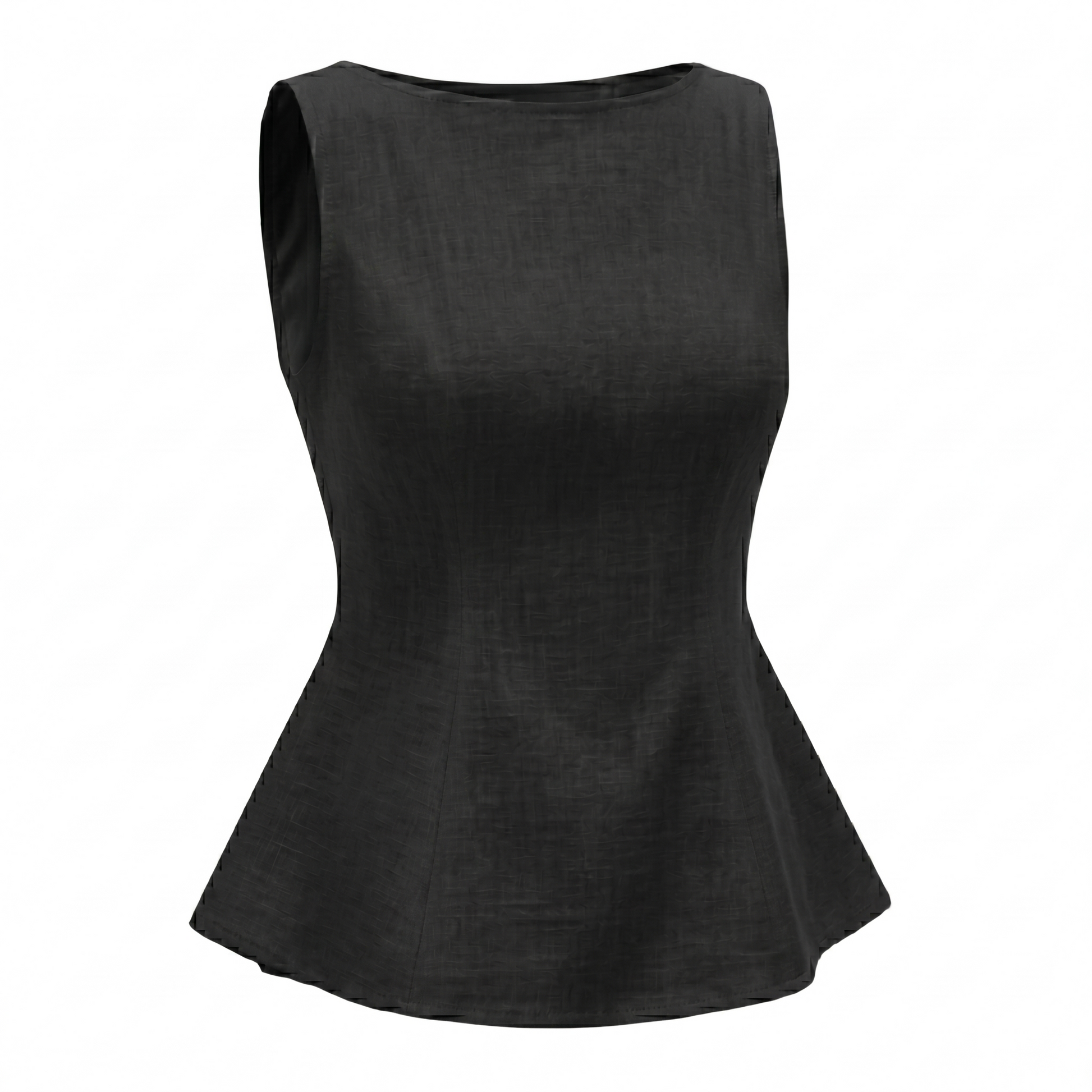 Women’s Sleeveless Bow Back Peplum Top-Cotton