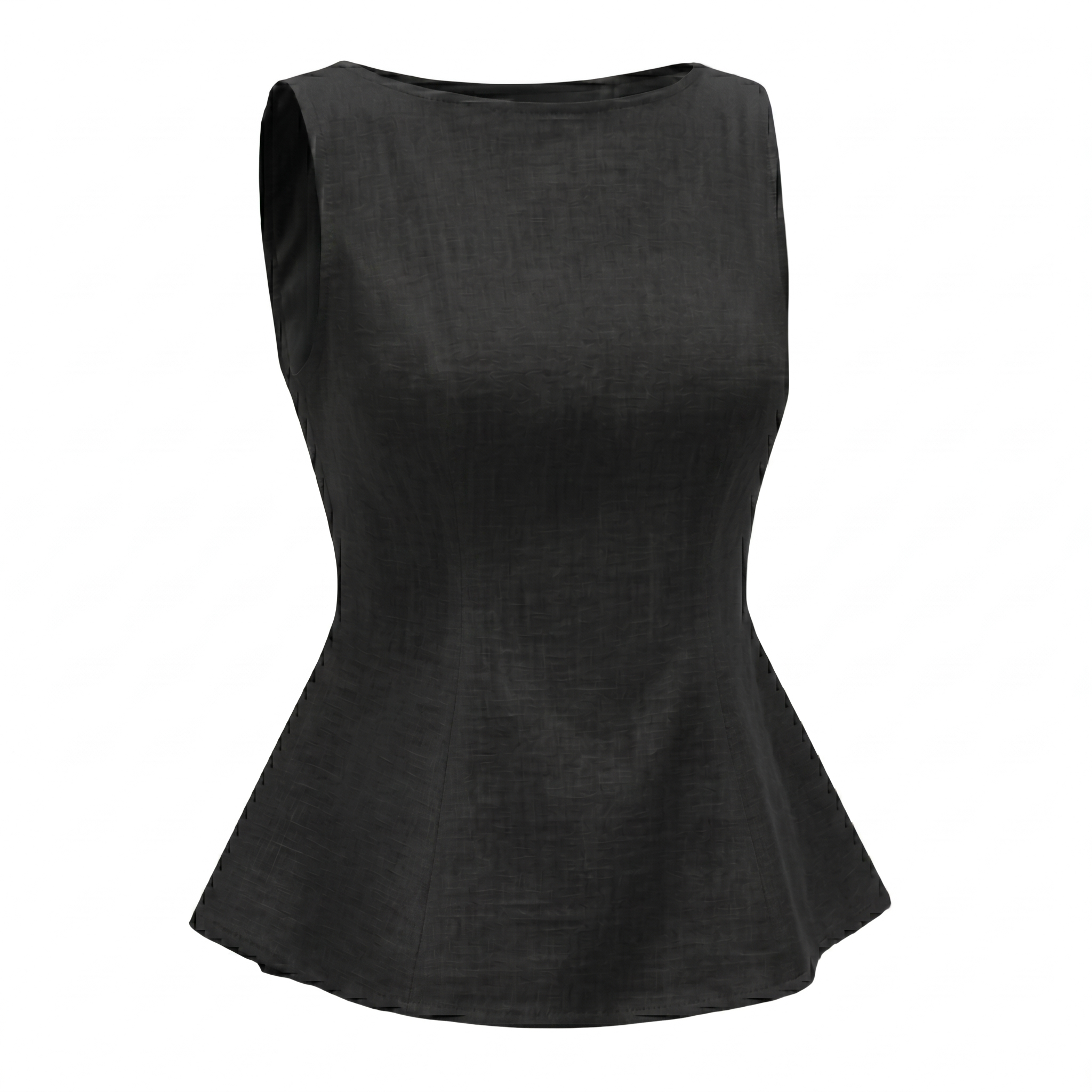 Women’s Sleeveless Bow Back Peplum Top-Cotton