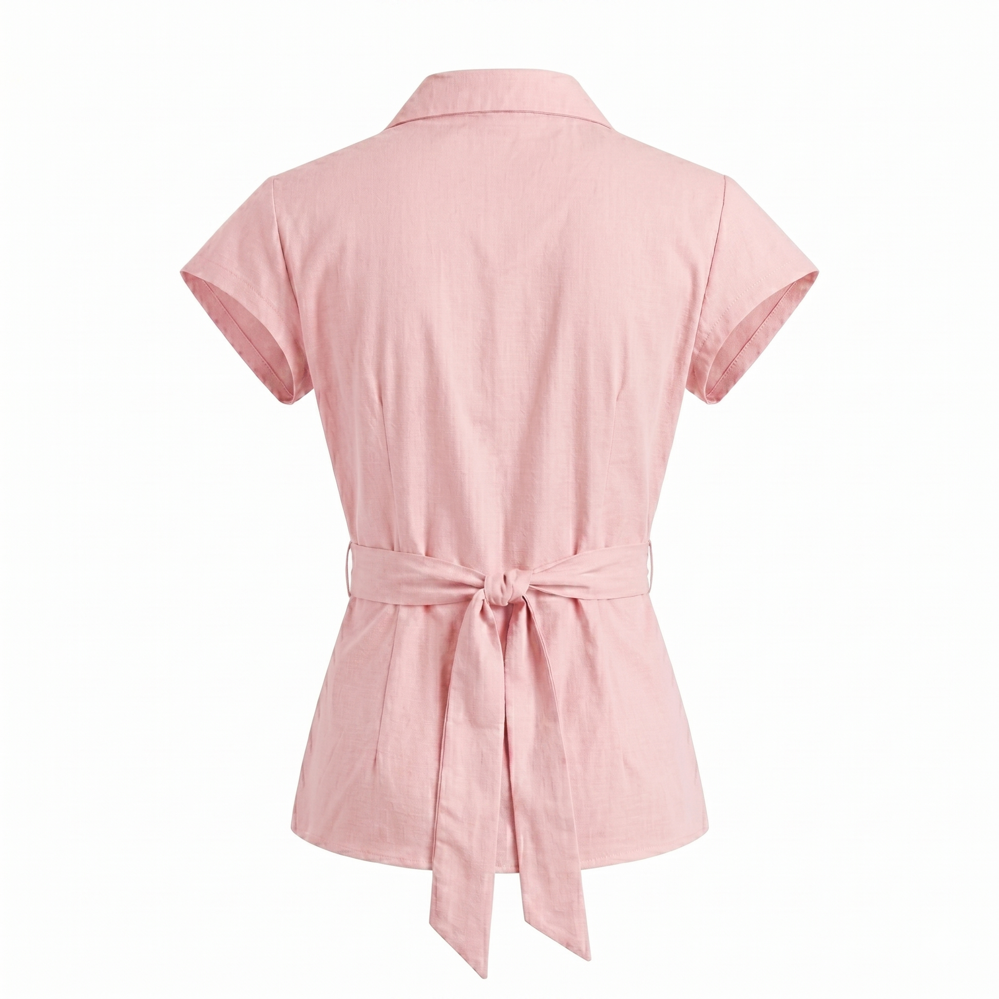 Women’s Cotton Solid Short Sleeve Tie-Up Shirt Top