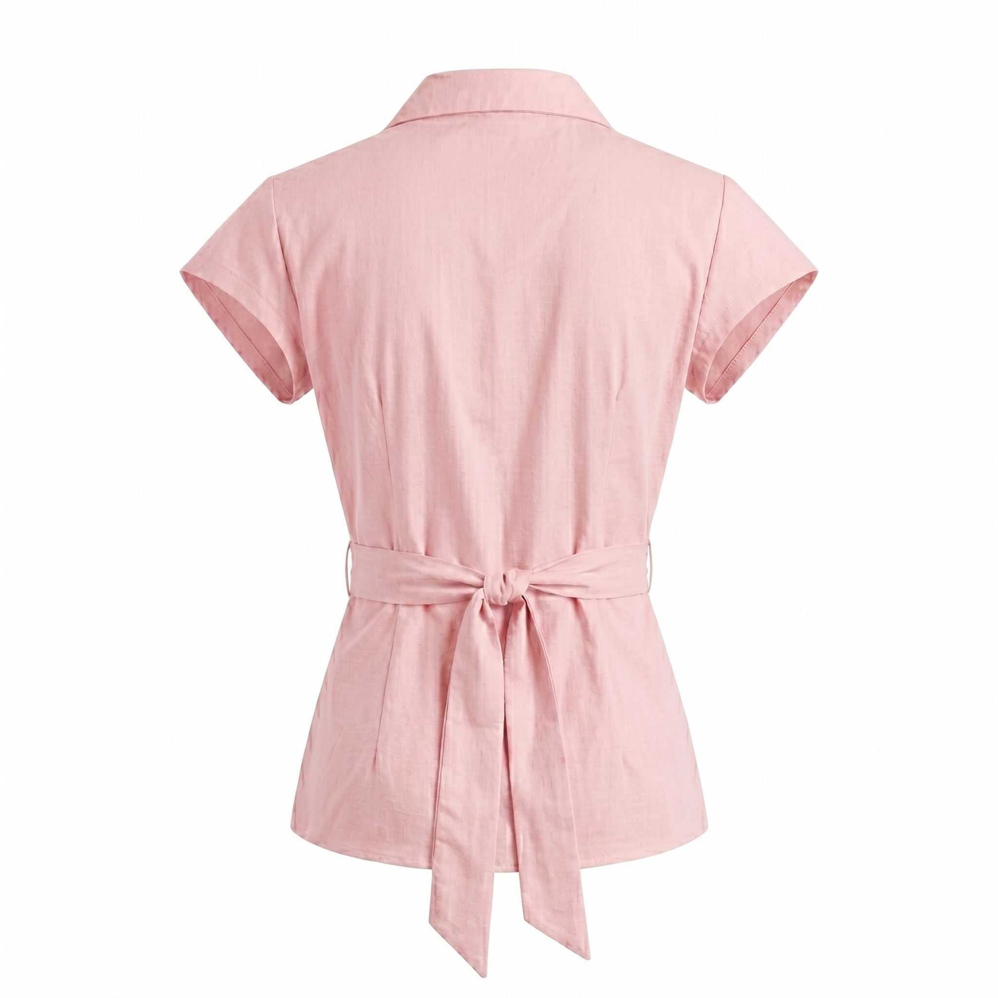 Women’s Cotton Solid Short Sleeve Tie-Up Shirt Top