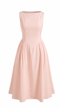 Boat Neck Fit & Flare Midi Dress