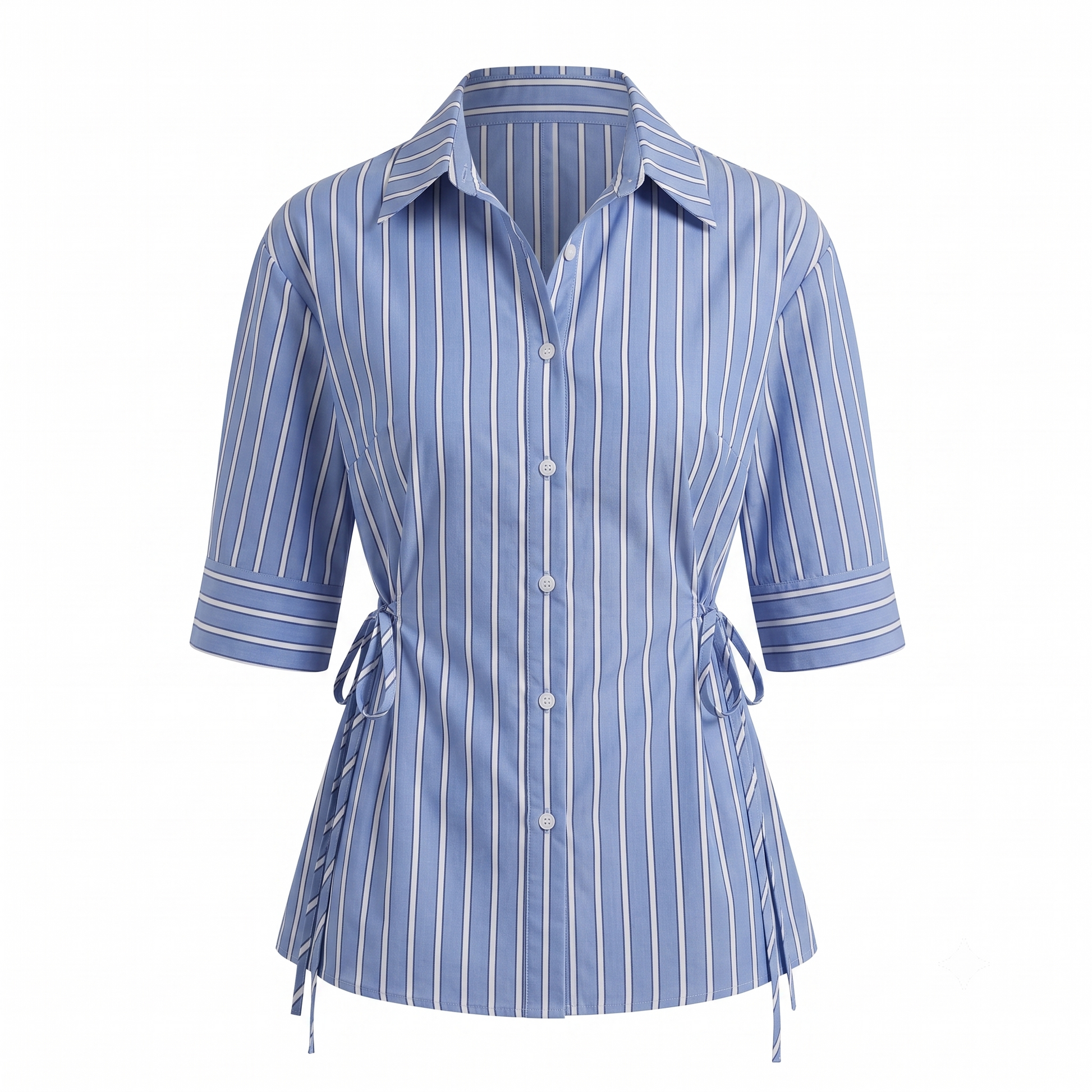 Stripe Tie Up Shirt Top-Cotton