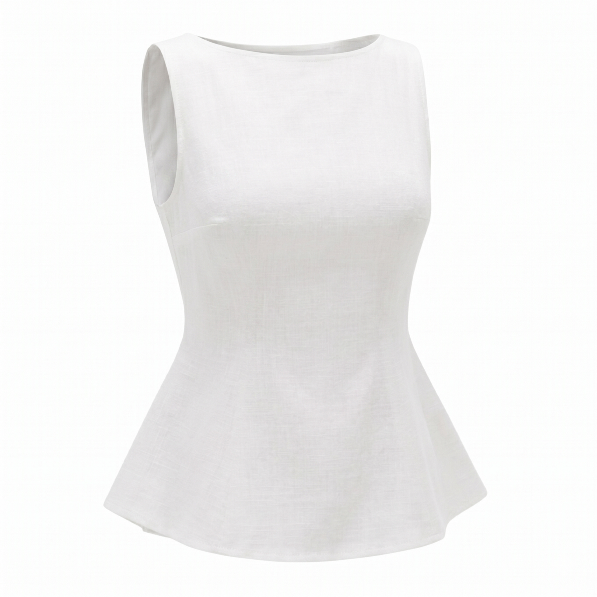 Women’s Sleeveless Bow Back Peplum Top-Linen
