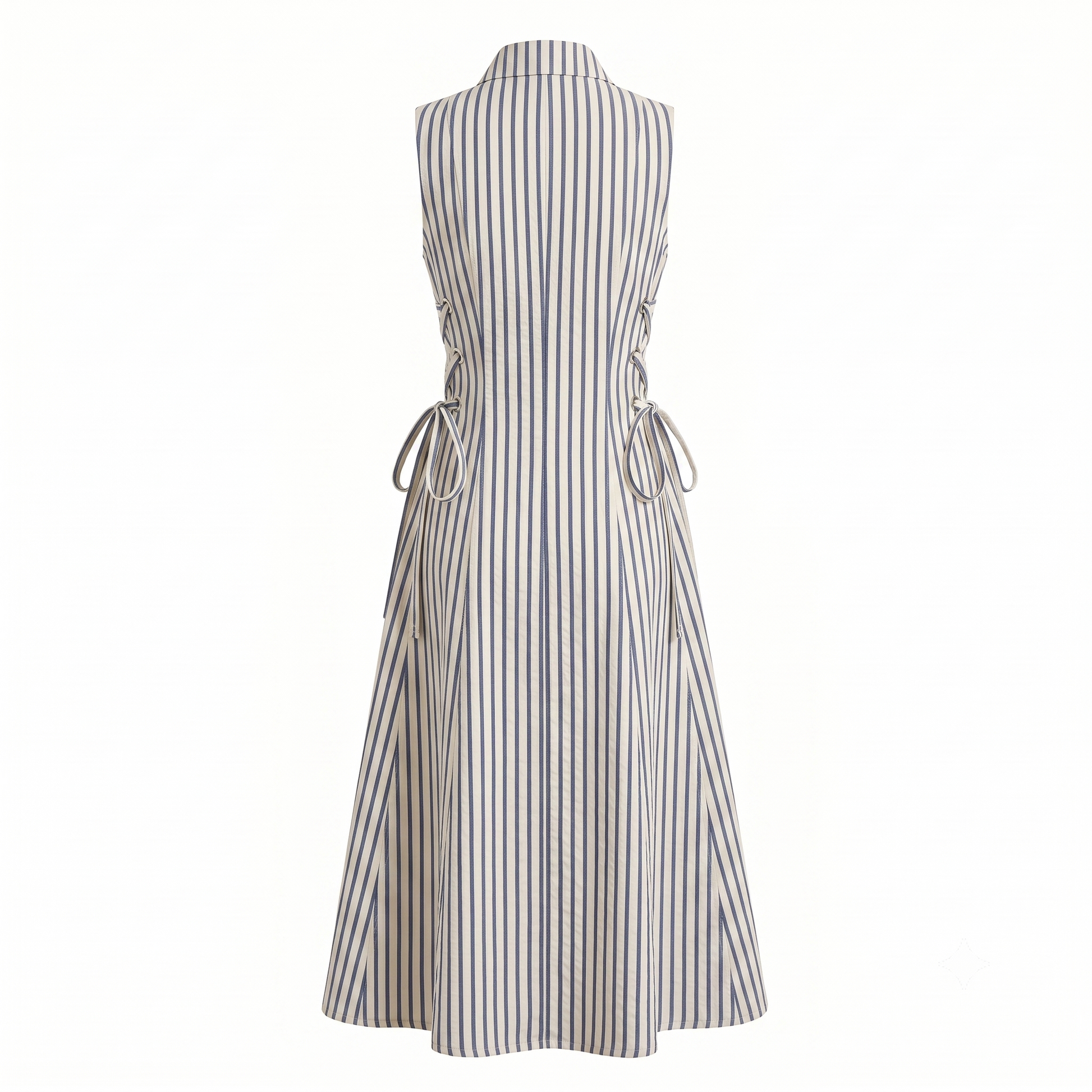 White Stripe tie-waist dress- Midi Length