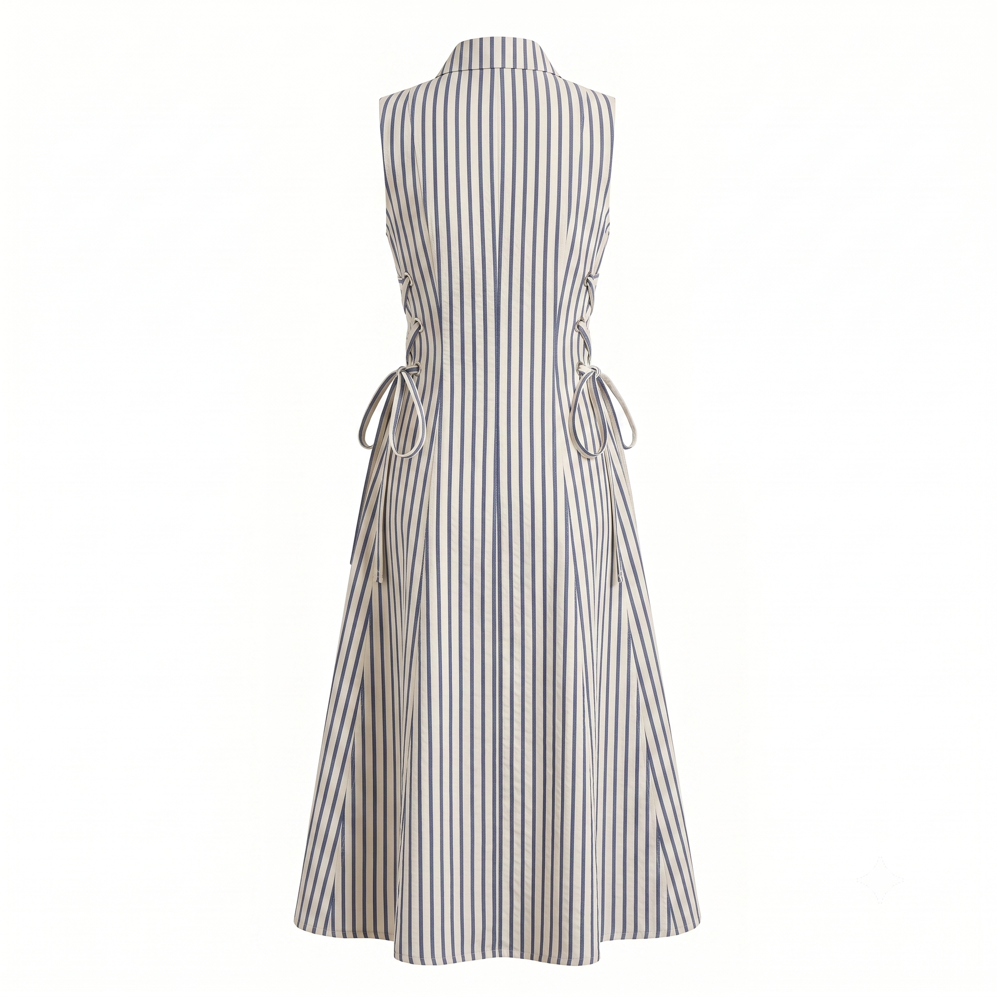 White Stripe tie-waist dress- Midi Length