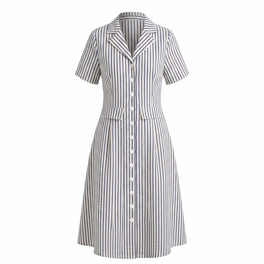 Stripe notch collar dress