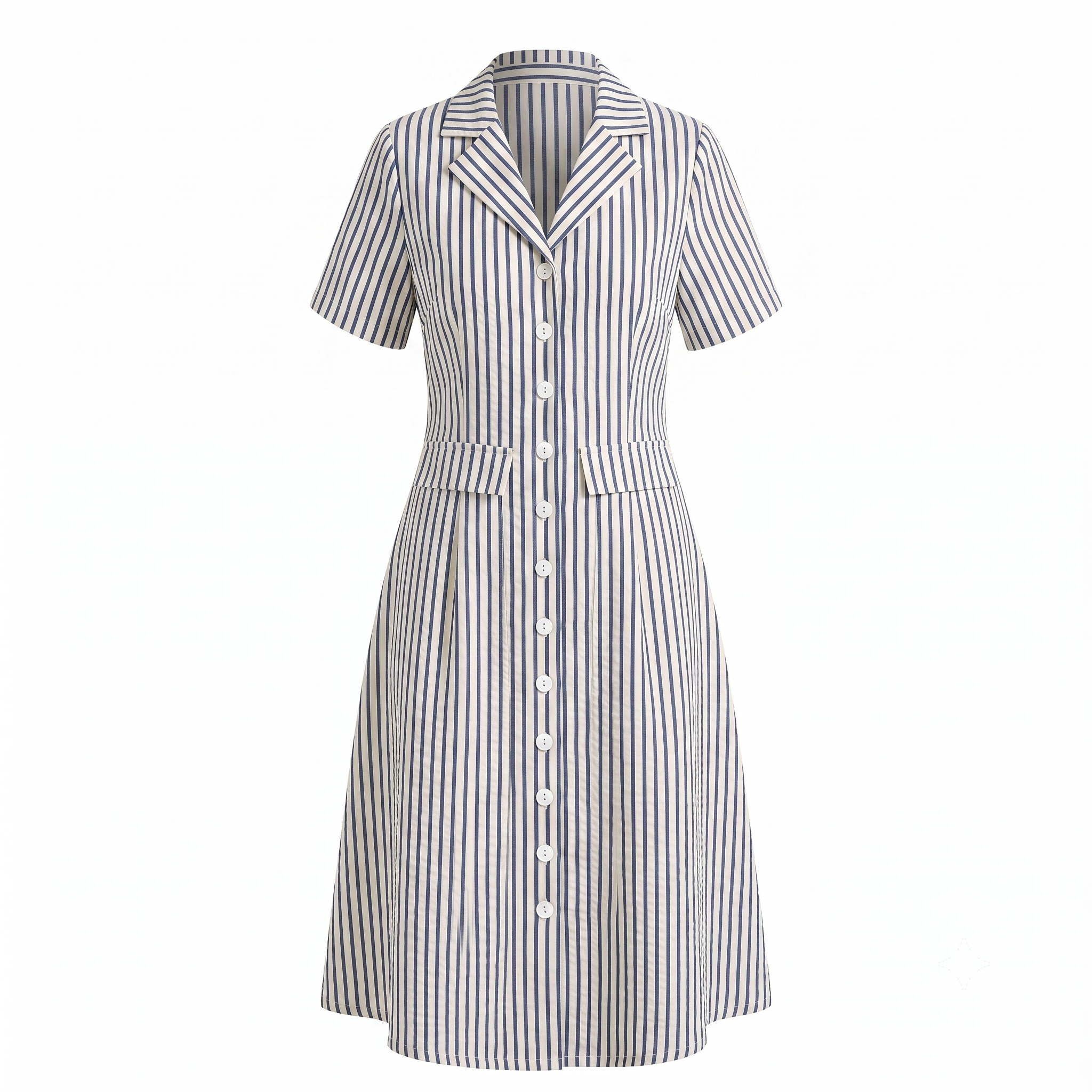 Stripe notch collar dress
