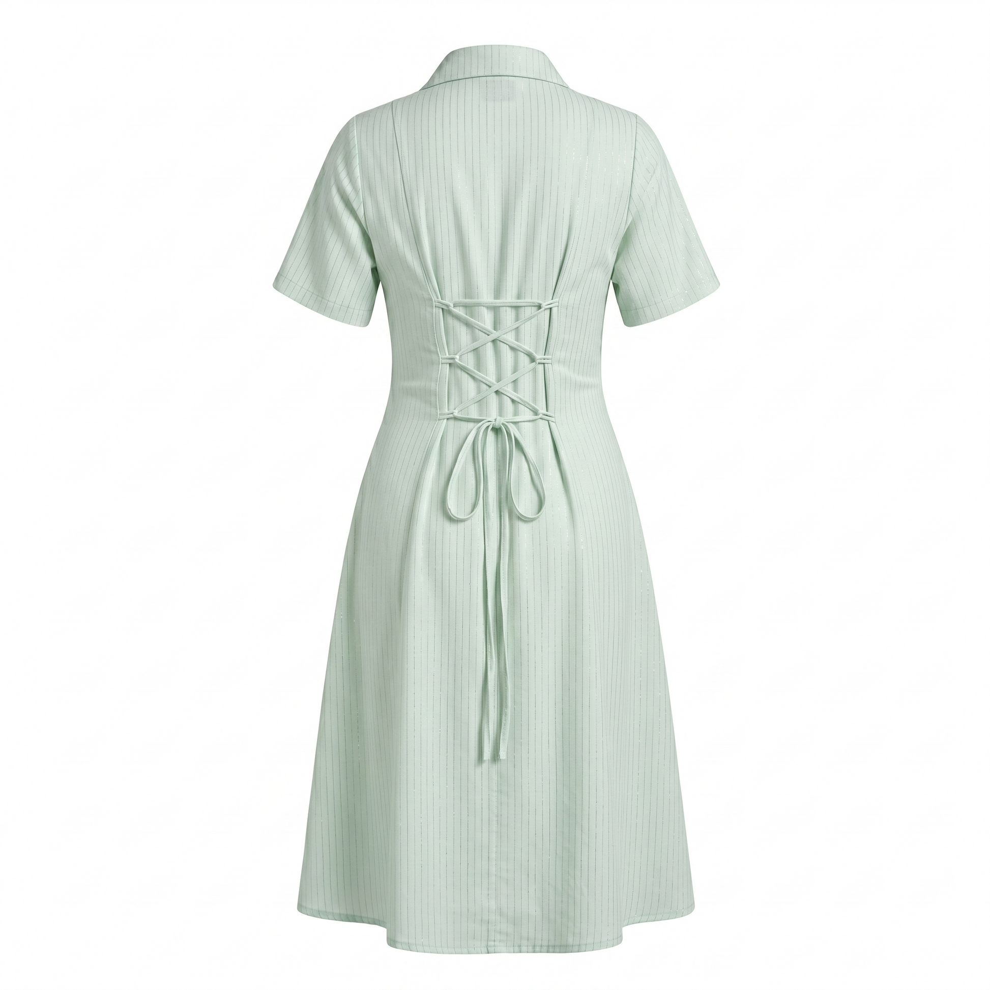 Stripe notch collar dress