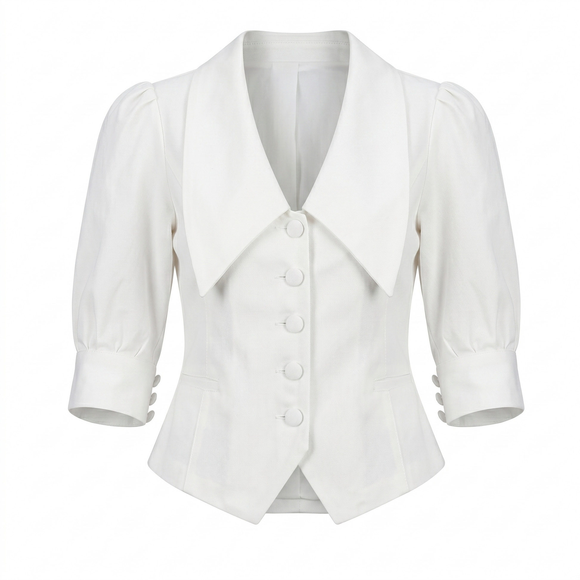 Women’s Puff Sleeve Collar Top-Linen