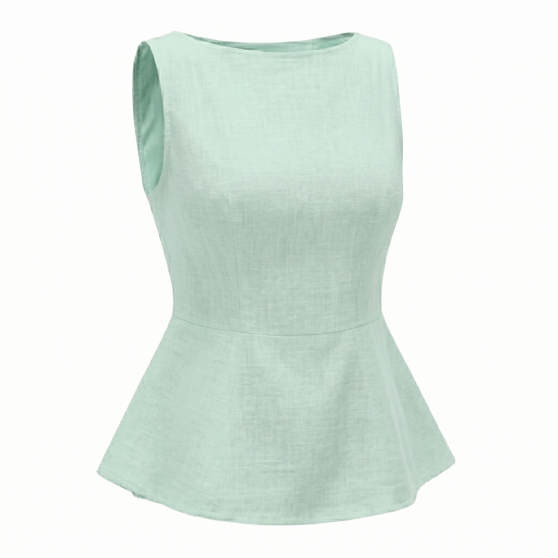 Women’s Sleeveless Bow Back Peplum Top-Linen
