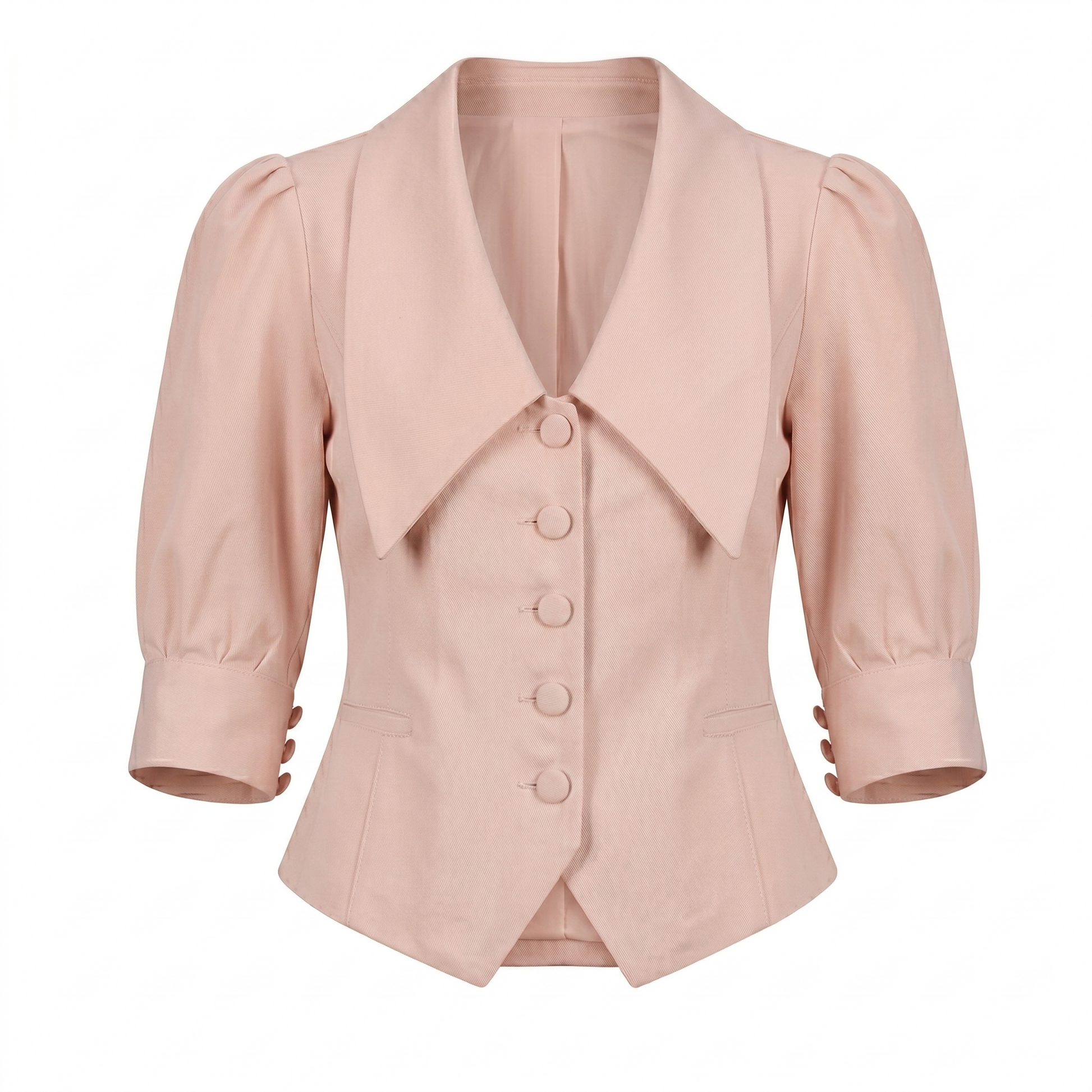 Women’s Puff Sleeve Collar Top-Cotton