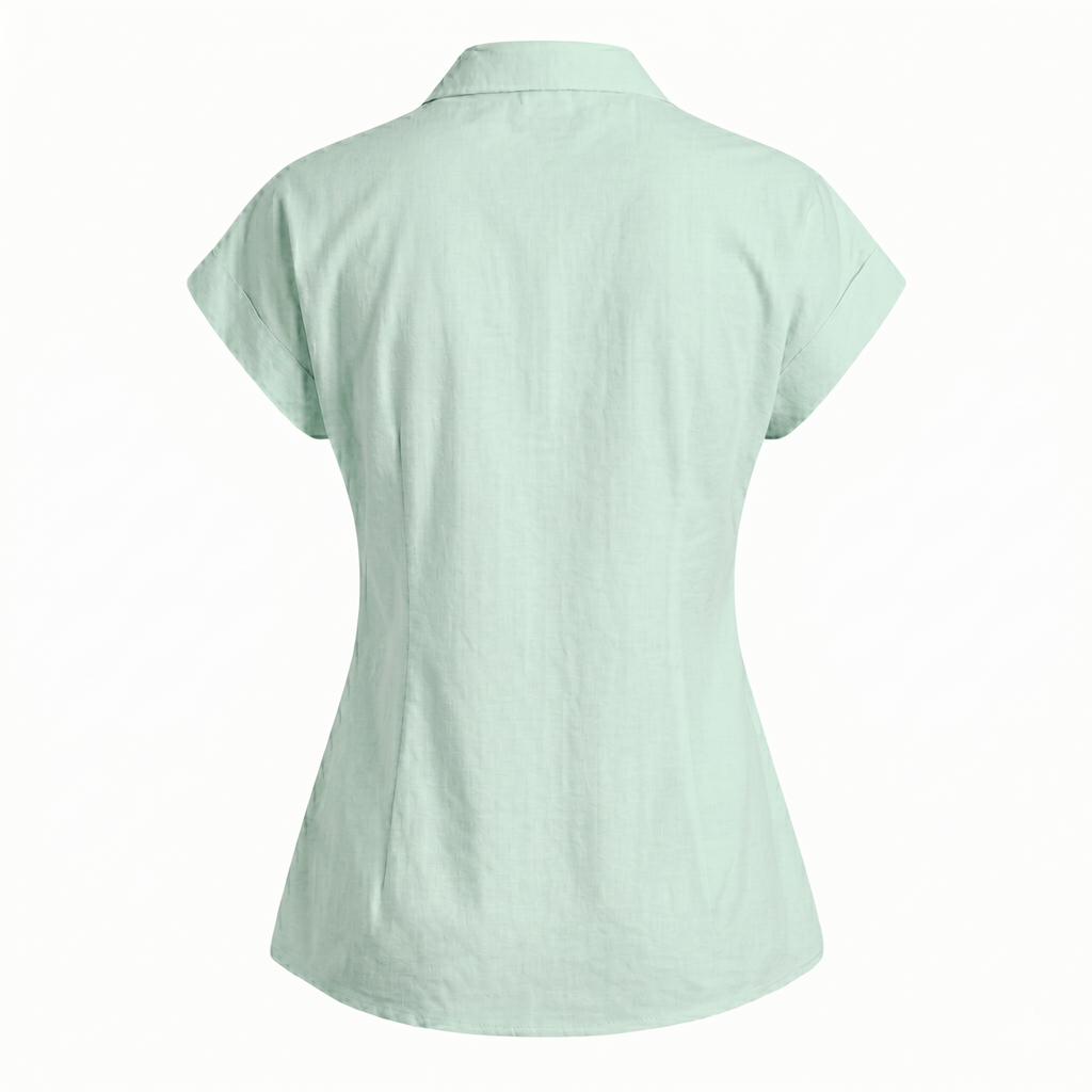 Women’s Solid Cap Sleeve Shirt Top-Linen