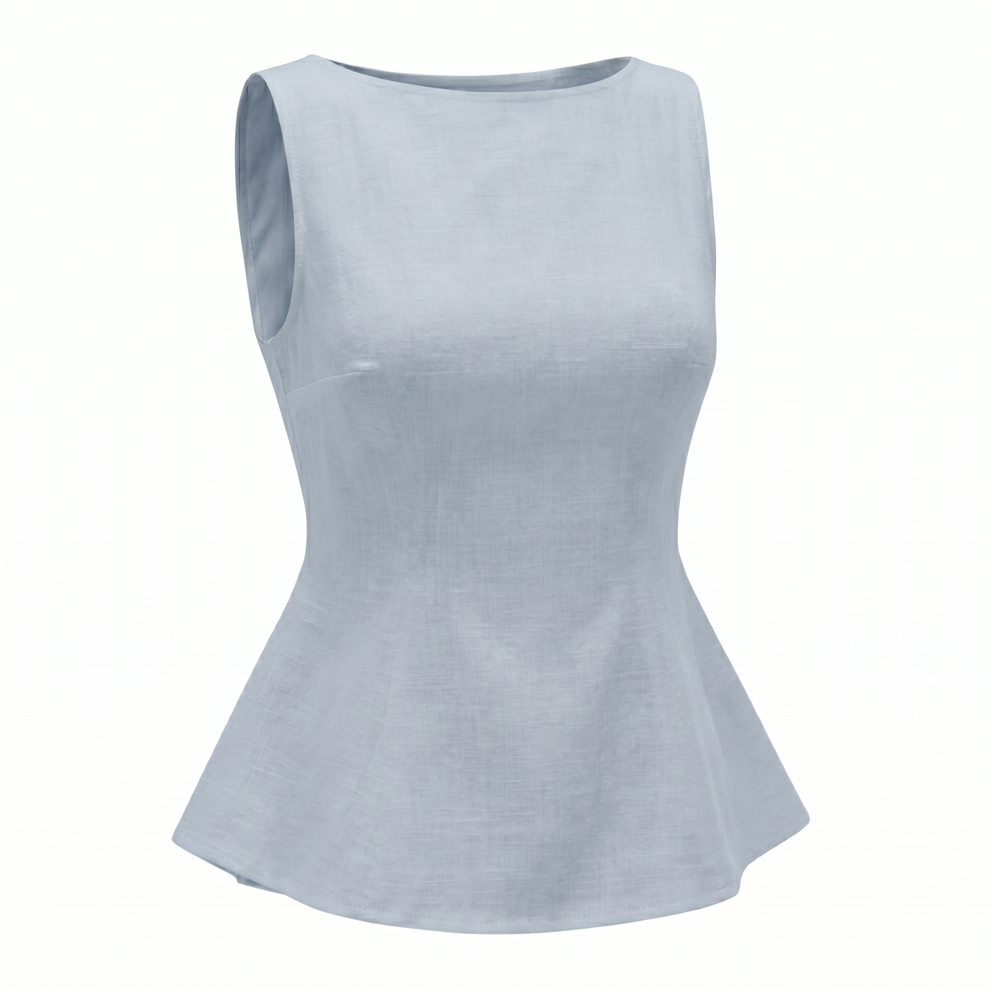 Women’s Sleeveless Bow Back Peplum Top-Cotton