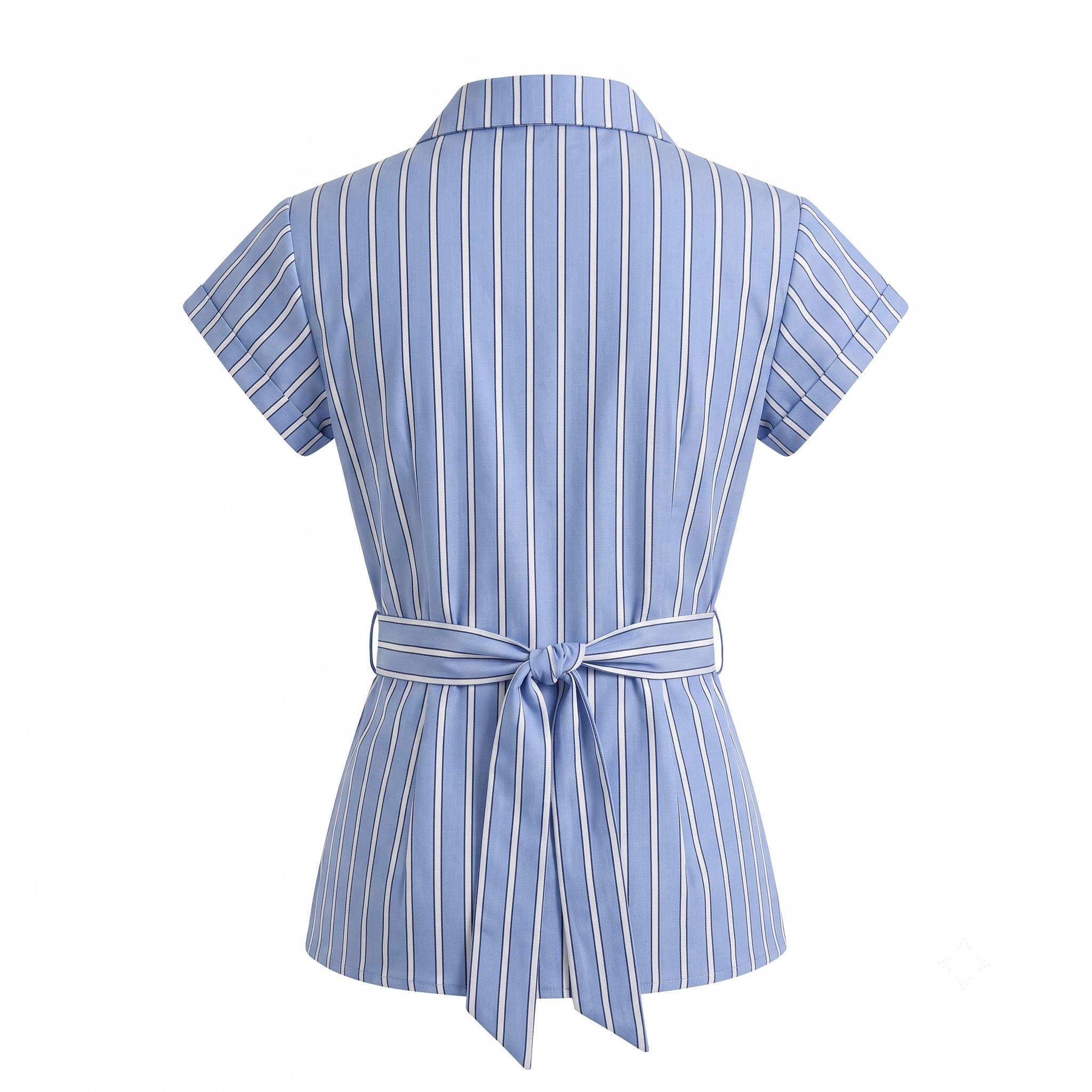 Stripe Short Sleeve Tie Up Top-Cotton