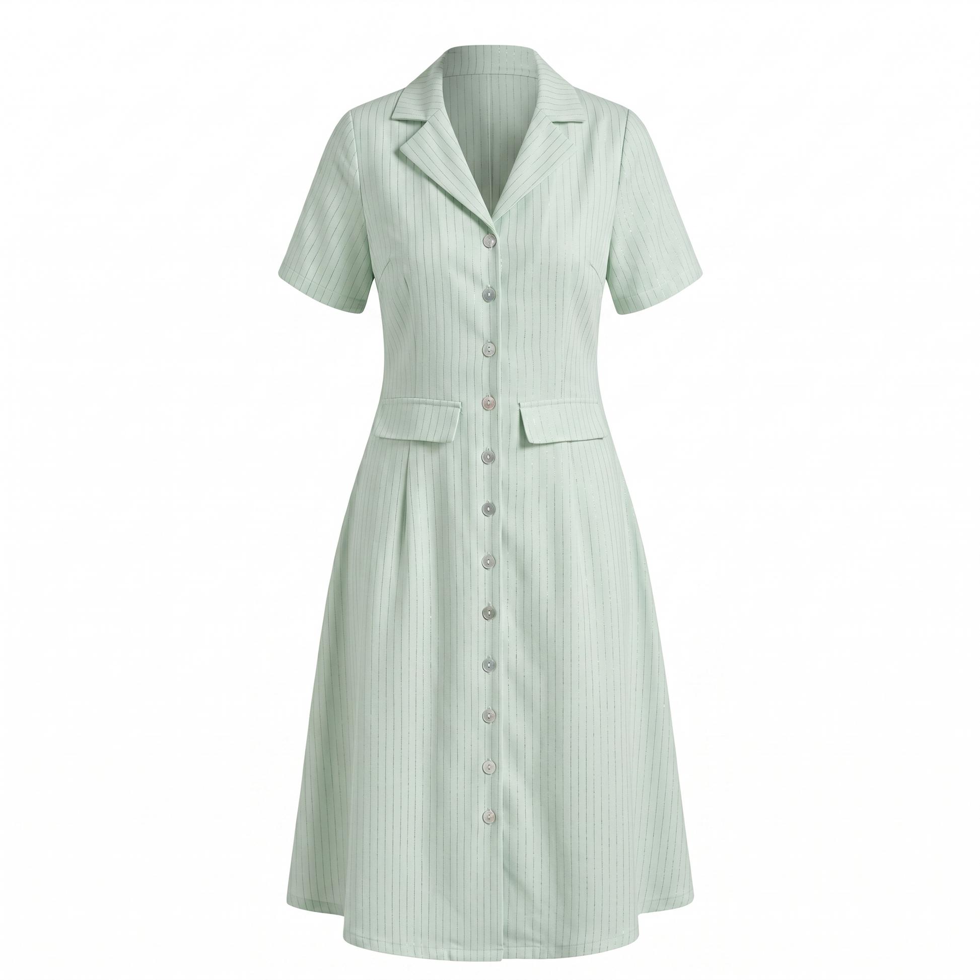 Stripe notch collar dress