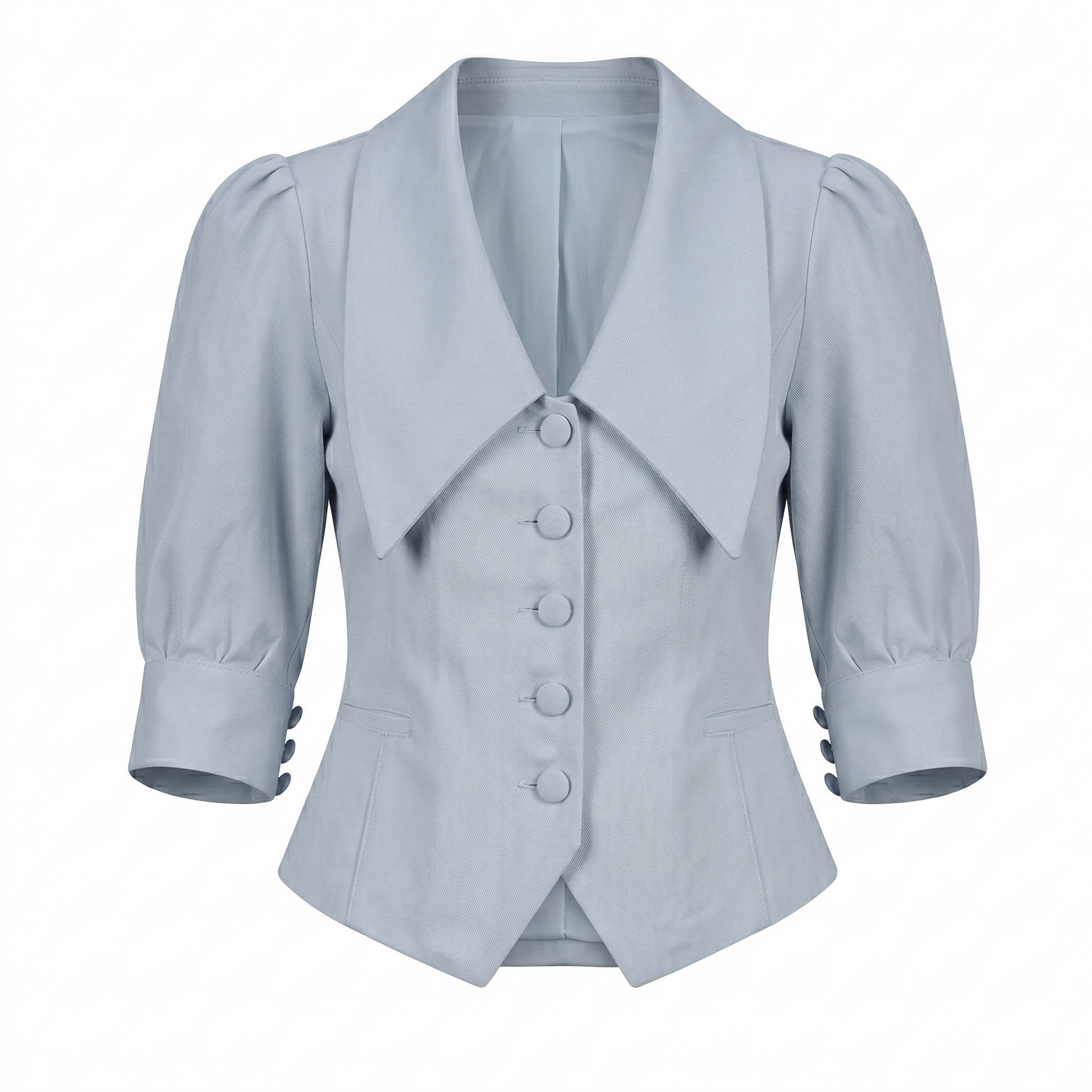 Women’s Puff Sleeve Collar Top-Cotton