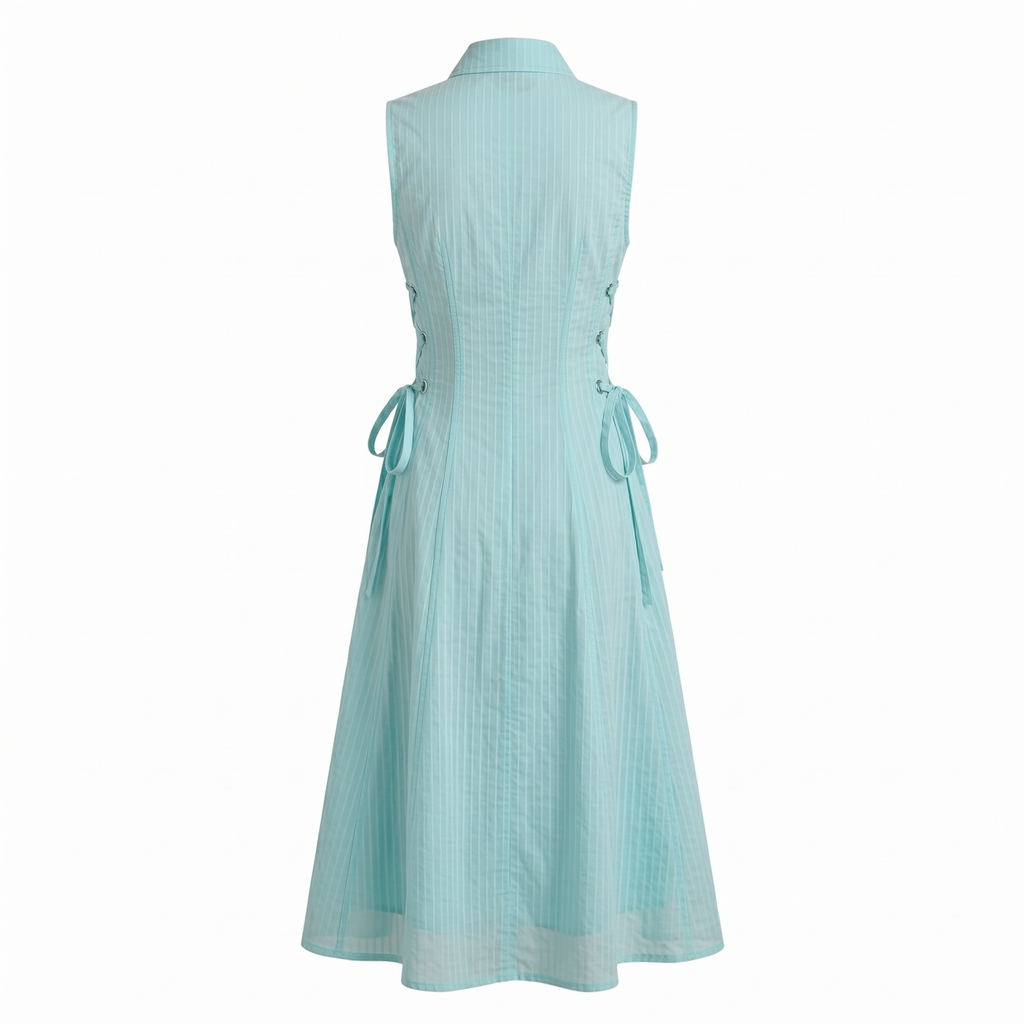 Aqua tie-waist dress- Midi Length