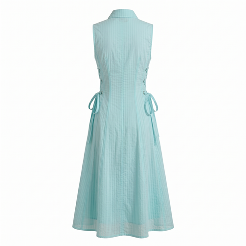 Aqua tie-waist dress- Midi Length