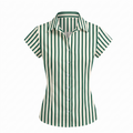 Stripe Short Sleeve Tie Up Top-Cotton