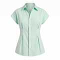 Women’s Solid Cap Sleeve Shirt Top-Linen