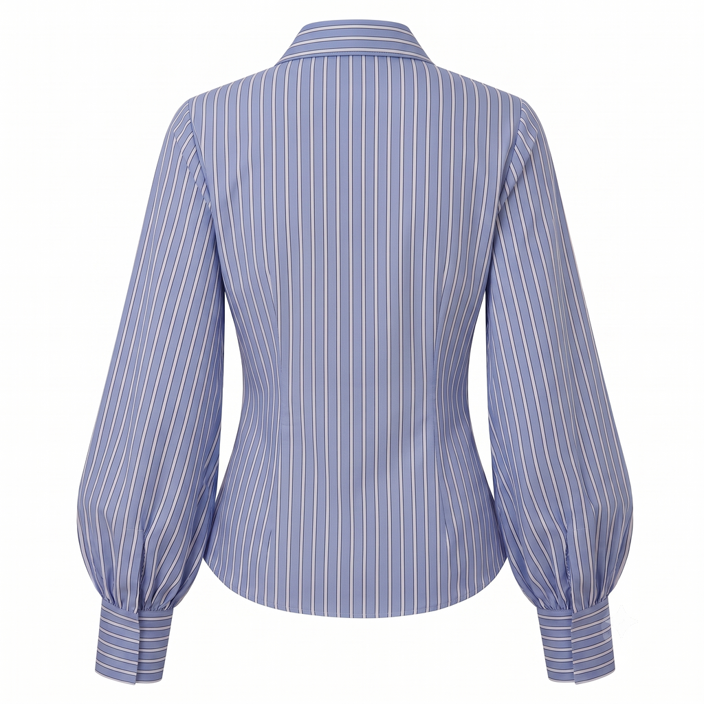 Stripe Statement Collar Shirt-Cotton