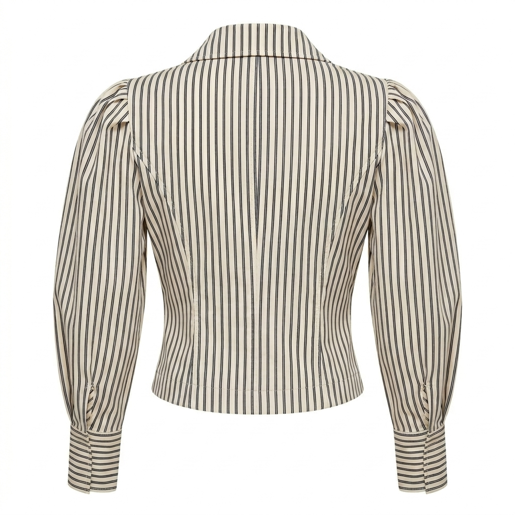 Beige Stripe Defined Collar Shirt
