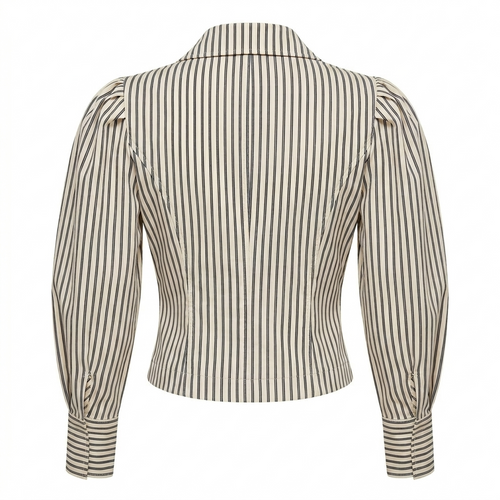 Beige Stripe Defined Collar Shirt