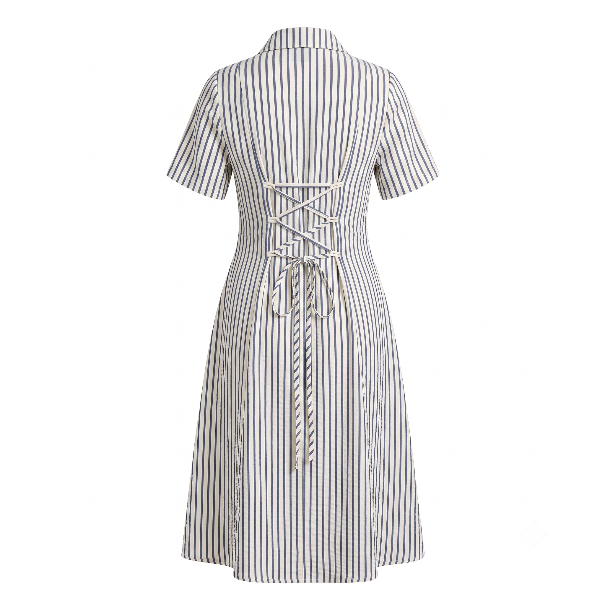 Stripe notch collar dress