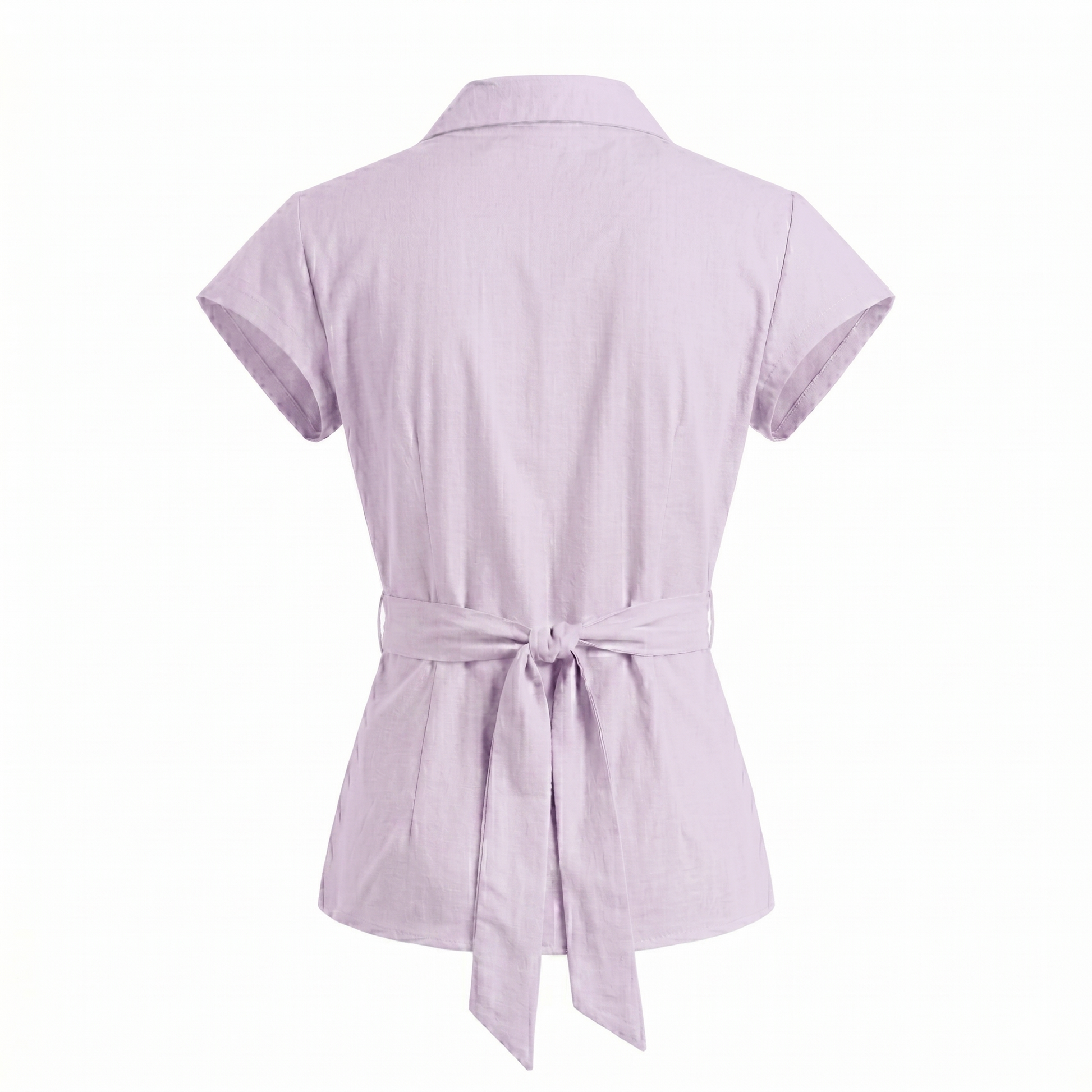 Women’s Cotton Solid Short Sleeve Tie-Up Shirt Top