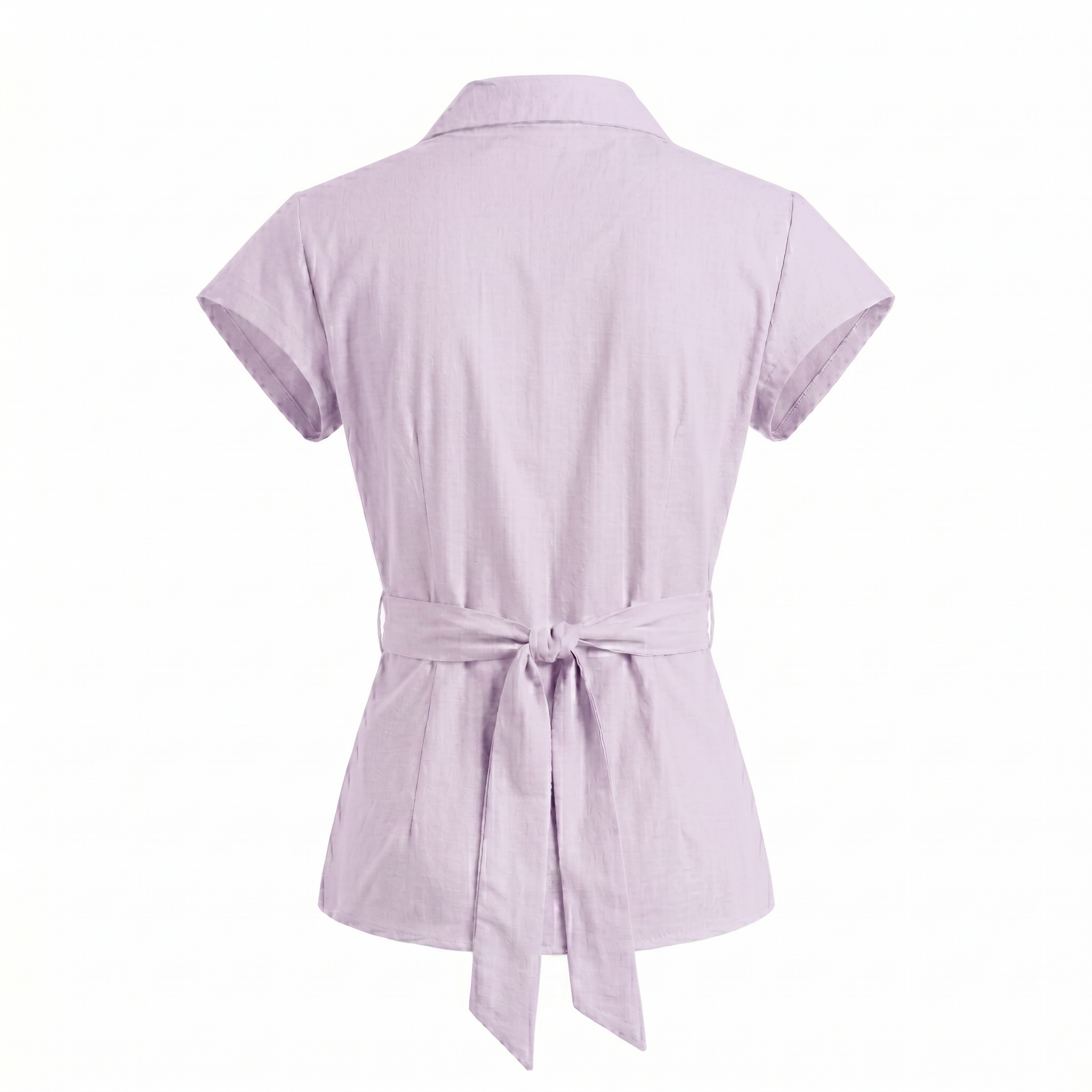 Women’s Cotton Solid Short Sleeve Tie-Up Shirt Top