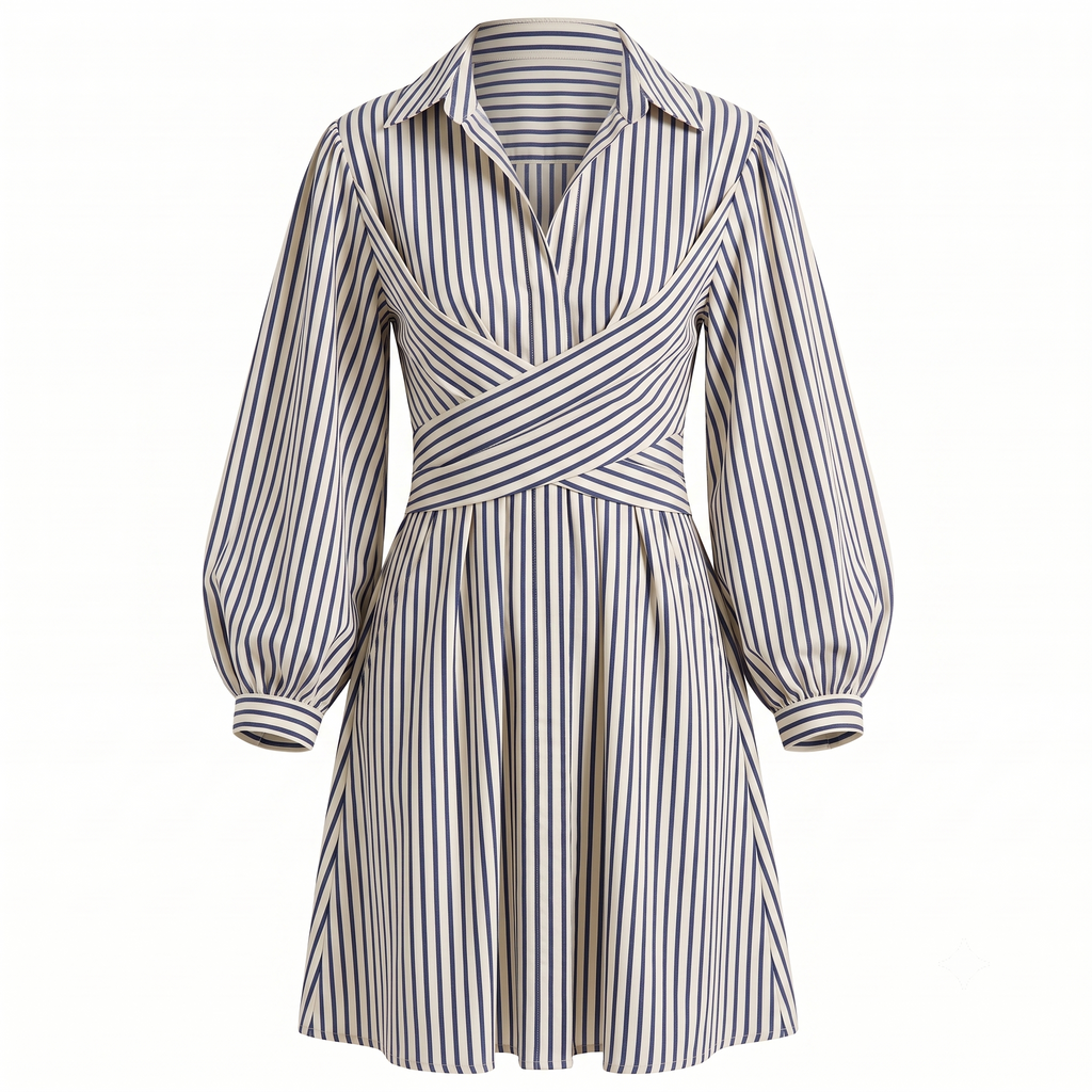 Stripe wrap short dress