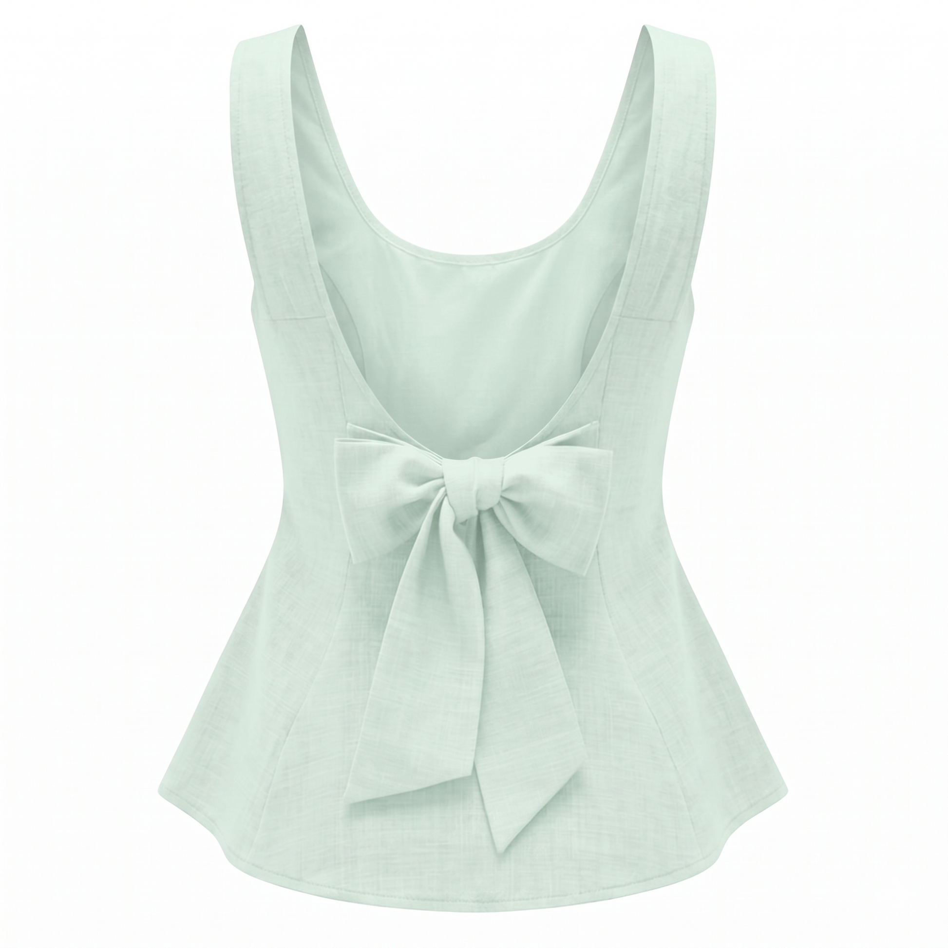 Women’s Sleeveless Bow Back Peplum Top-Linen