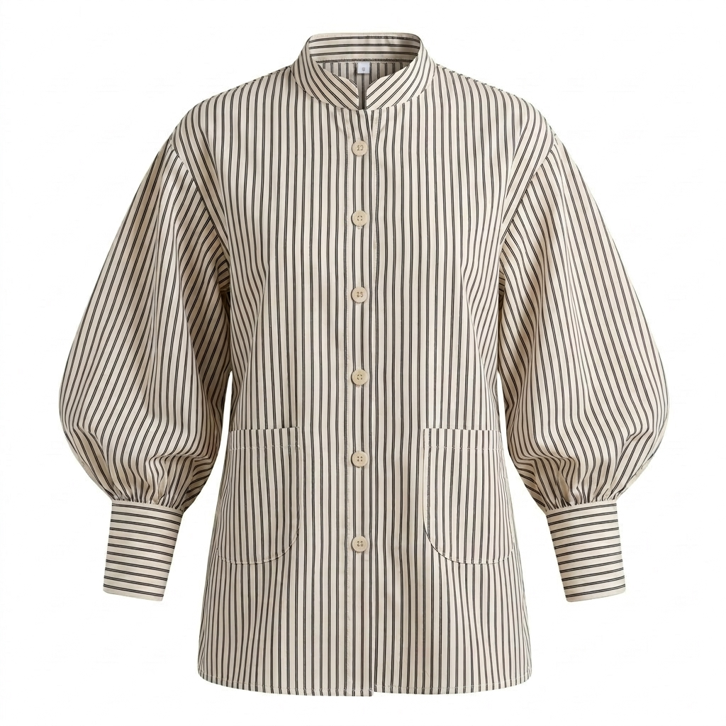 Beige Ballon Sleeve Shirt