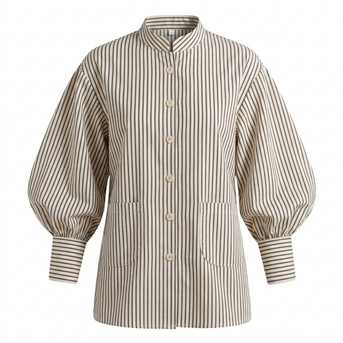 Beige Ballon Sleeve Shirt