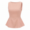 Women’s Sleeveless Bow Back Peplum Top-Cotton
