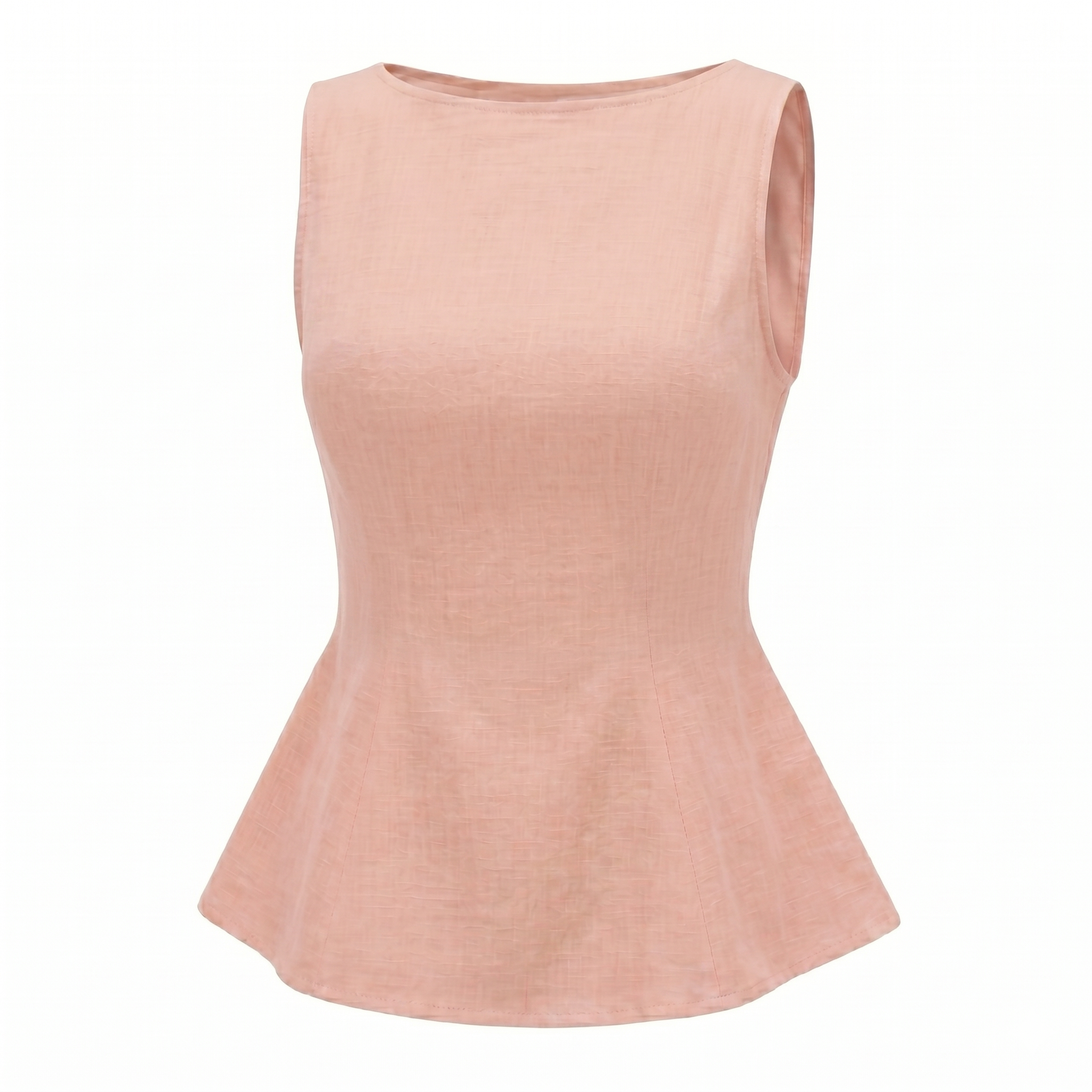 Women’s Sleeveless Bow Back Peplum Top-Cotton