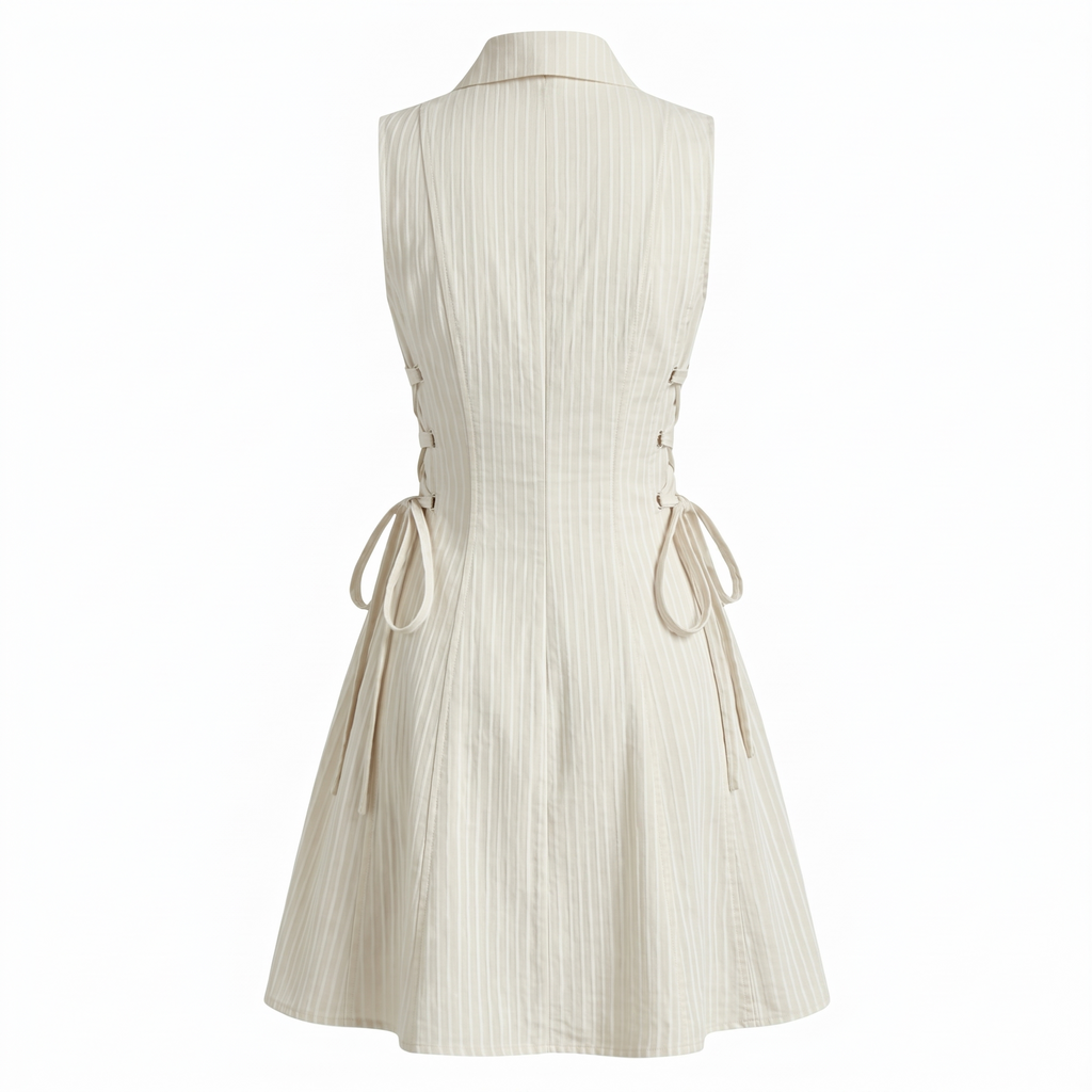 Stripe tie-waist short dress