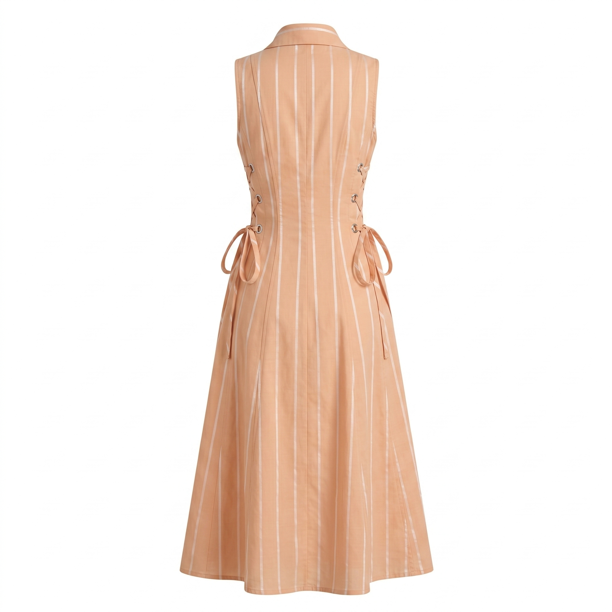 White Stripe tie-waist dress- Midi Length