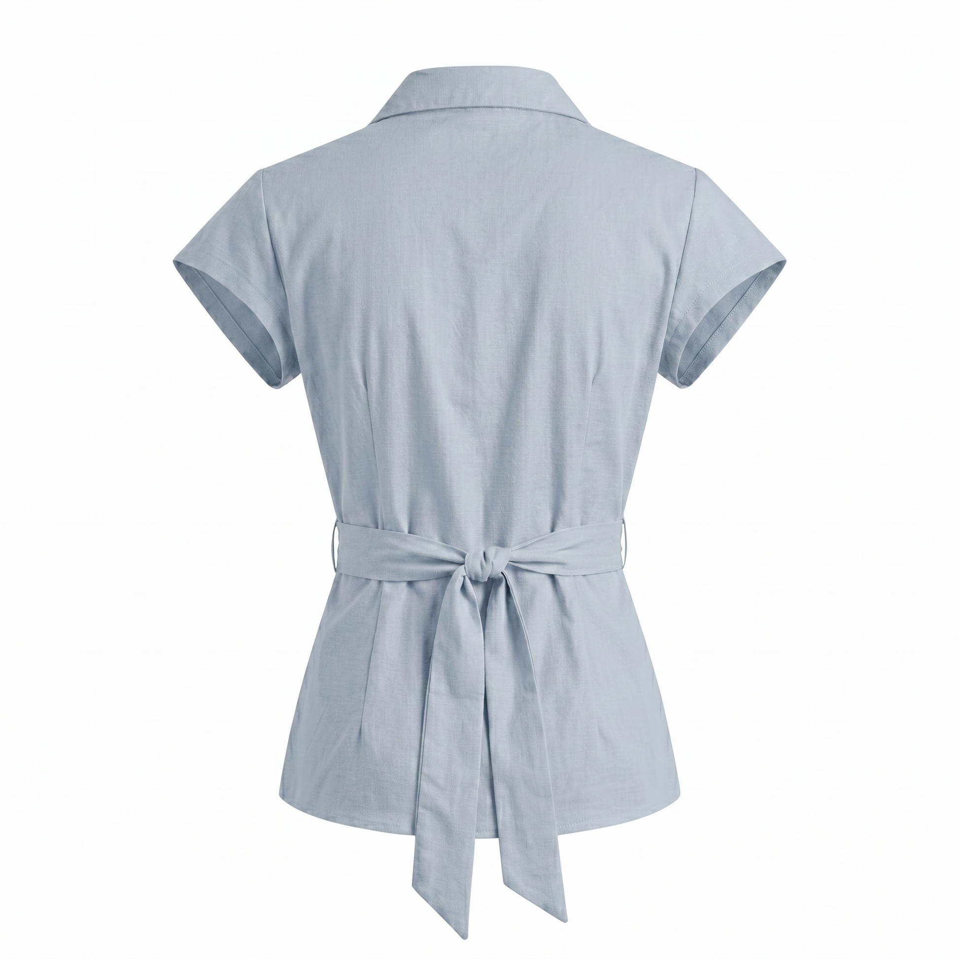 Women’s Cotton Solid Short Sleeve Tie-Up Shirt Top