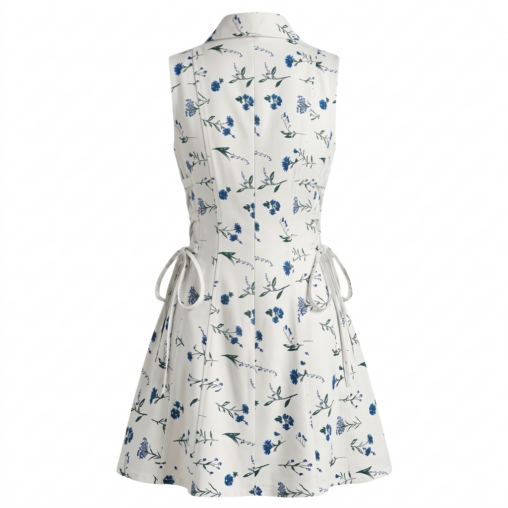 Floral tie-waist short dress