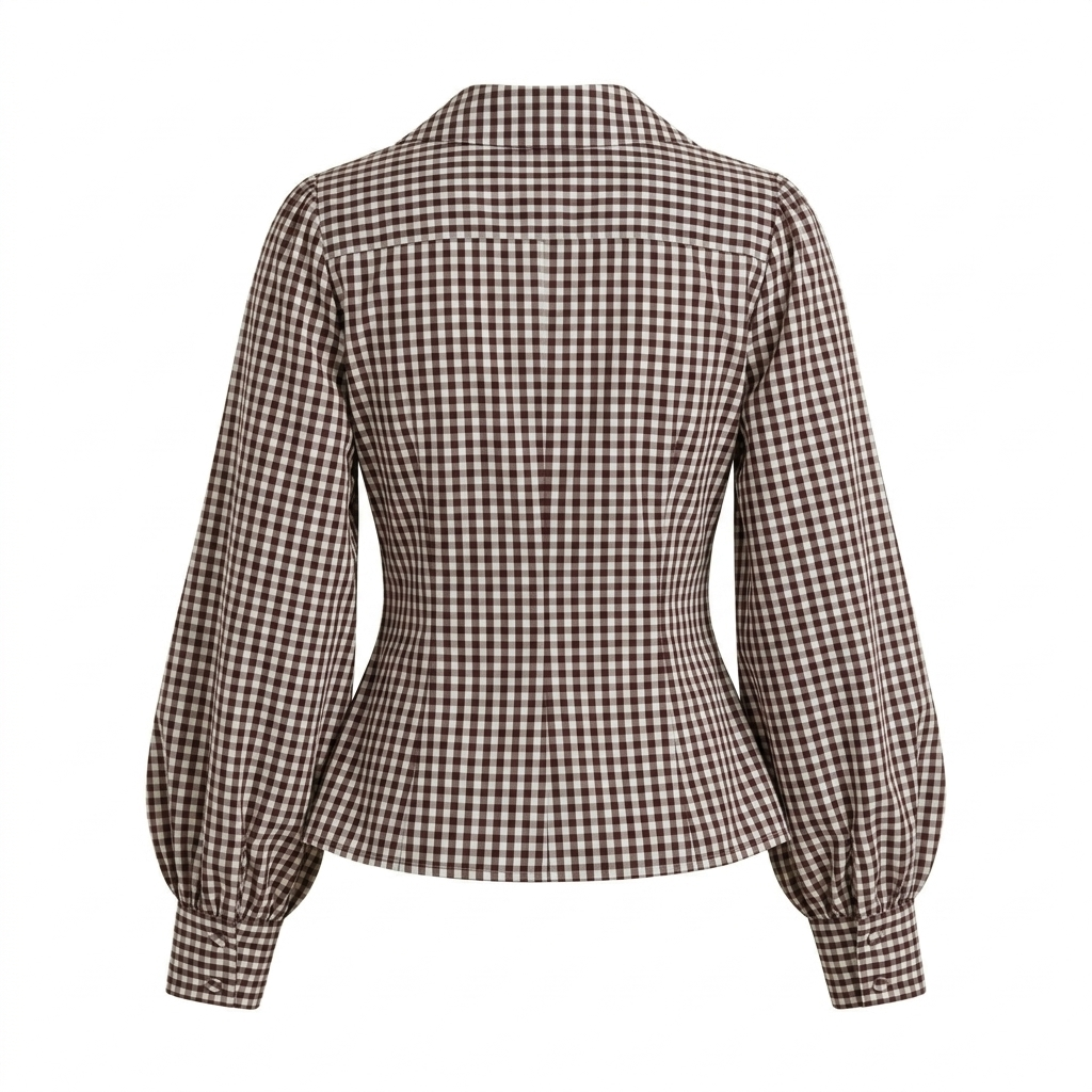 Brown Checks Statement Collar Shirt-Cotton